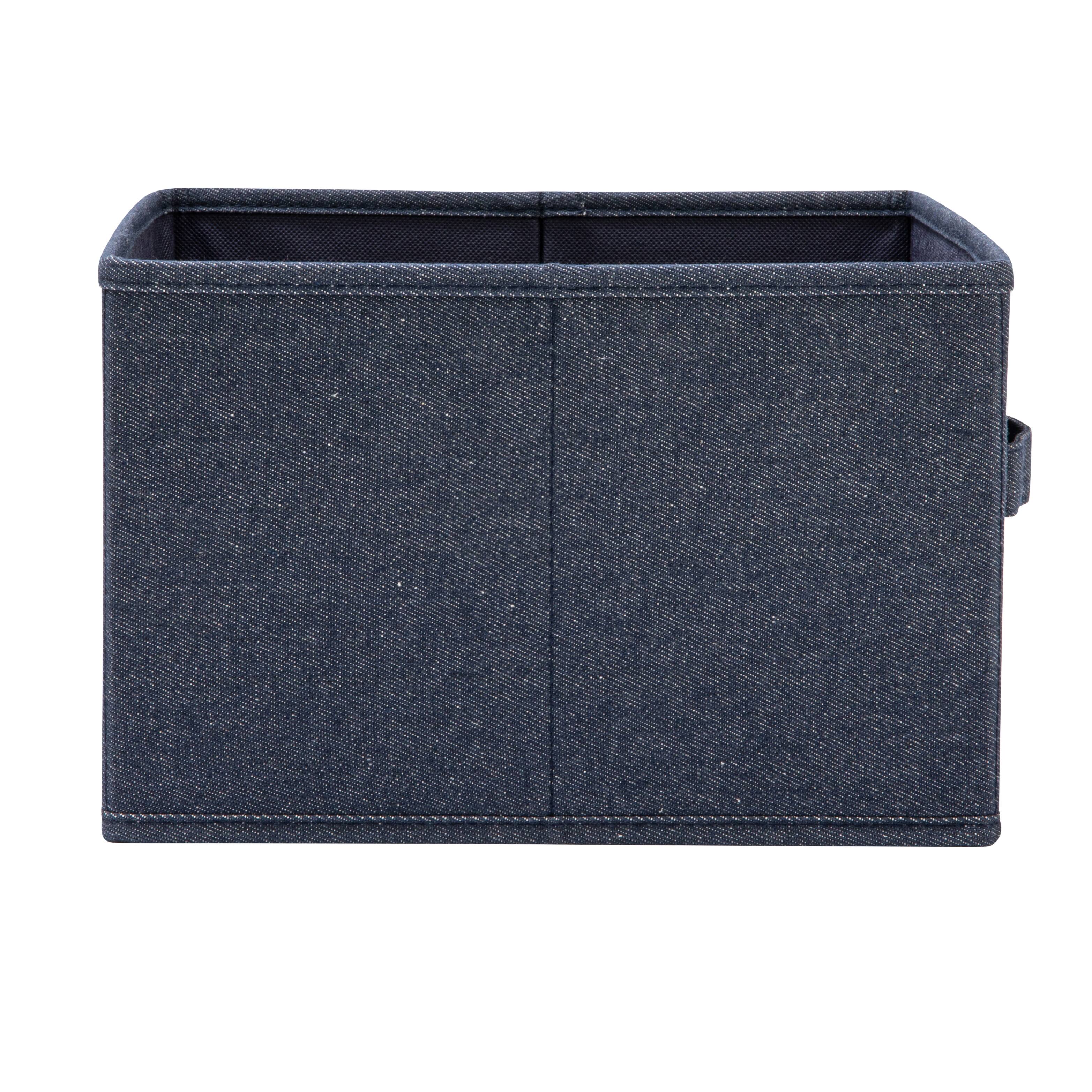 Household Essentials 7.5" Denim Blue Collapsible Cotton Blend Cube Storage Drawer, 2ct.