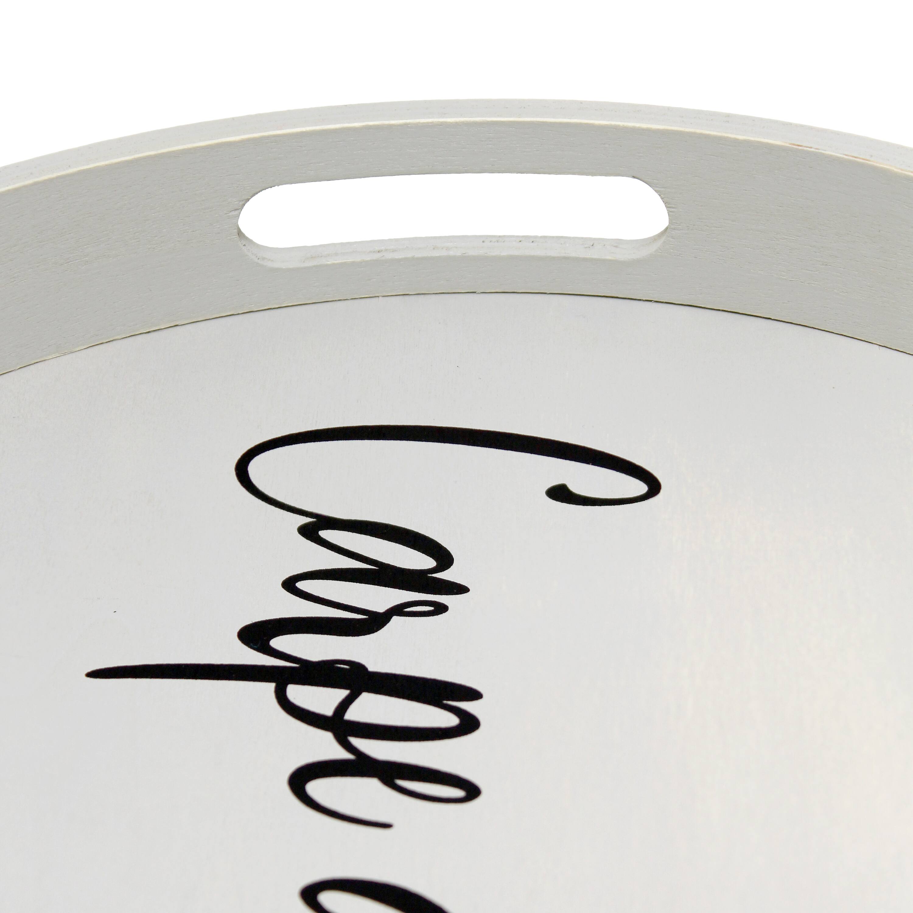 Elegant Designs™ 13.8" Round Carpe Diem Serving Tray with Handles