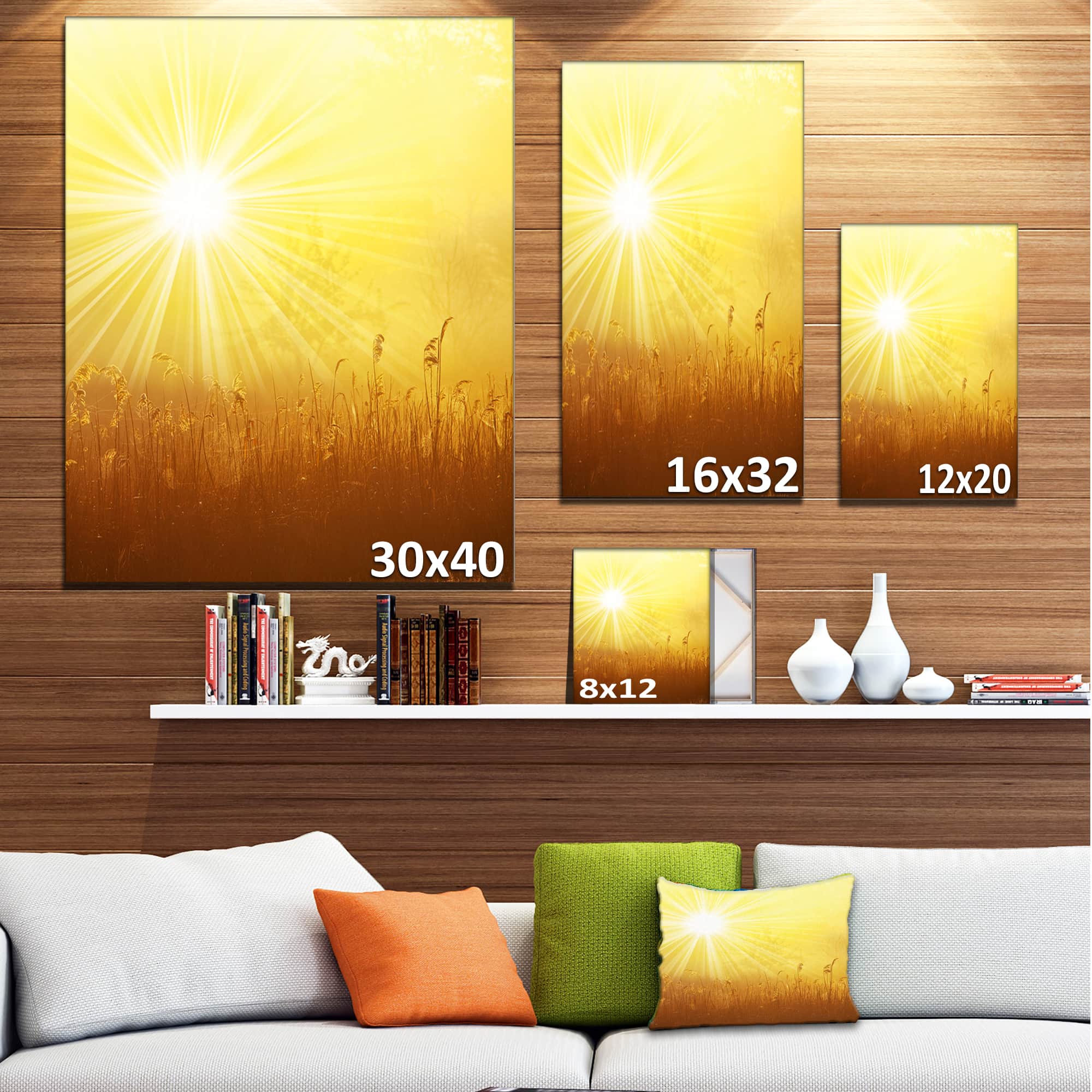 Designart - Amazing Sunrise over Meadow - Oversized Landscape Canvas Art