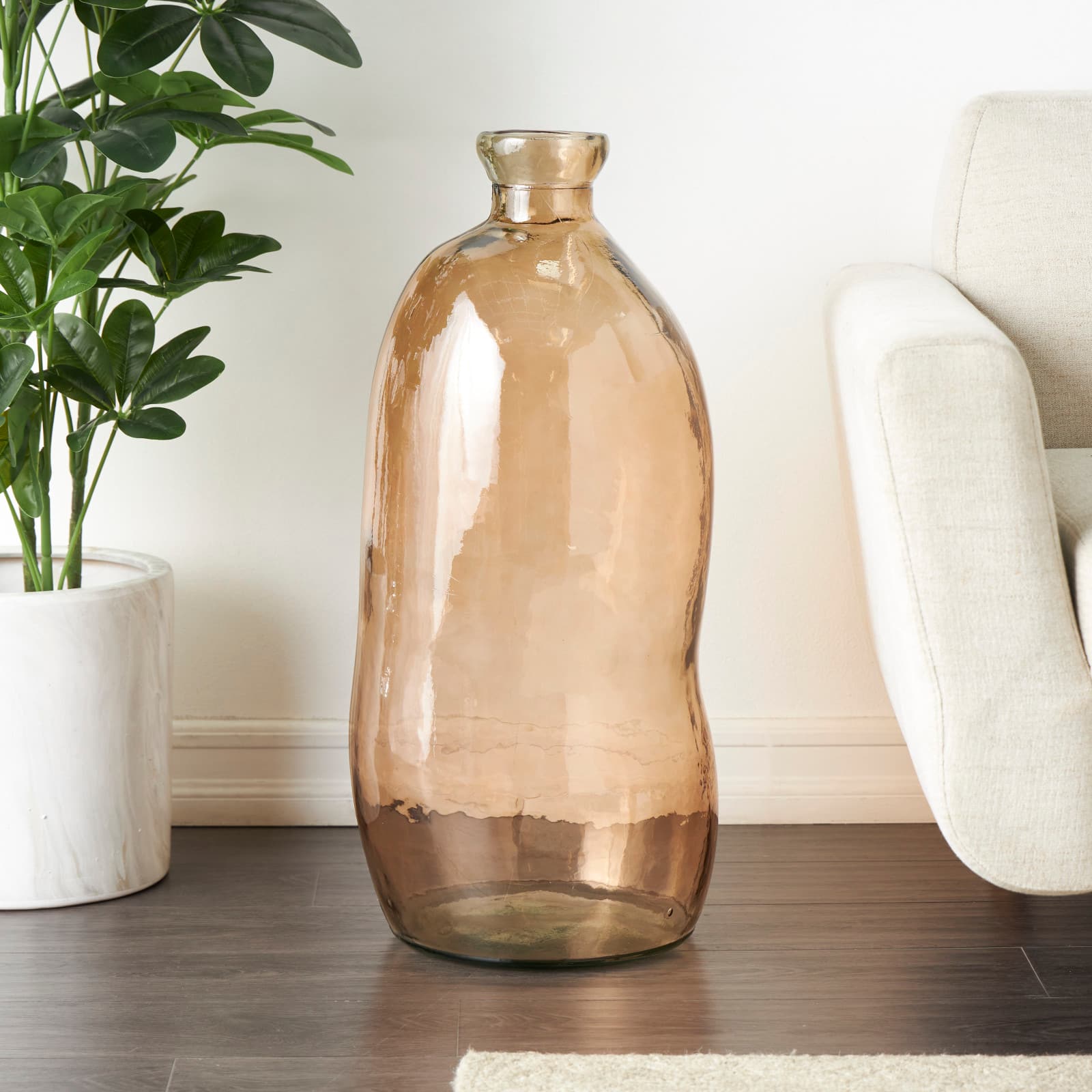 29&#x22; Brown Spanish Bottle Glass Vase