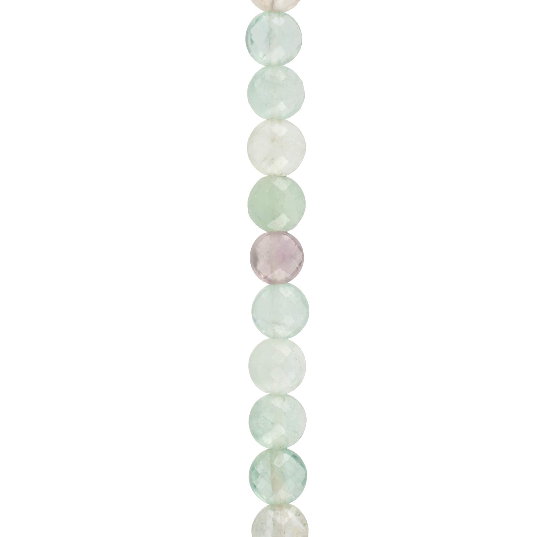 12 Pack: Pink & Blue Faceted Fluorite Coin Beads, 6mm by Bead Landing™