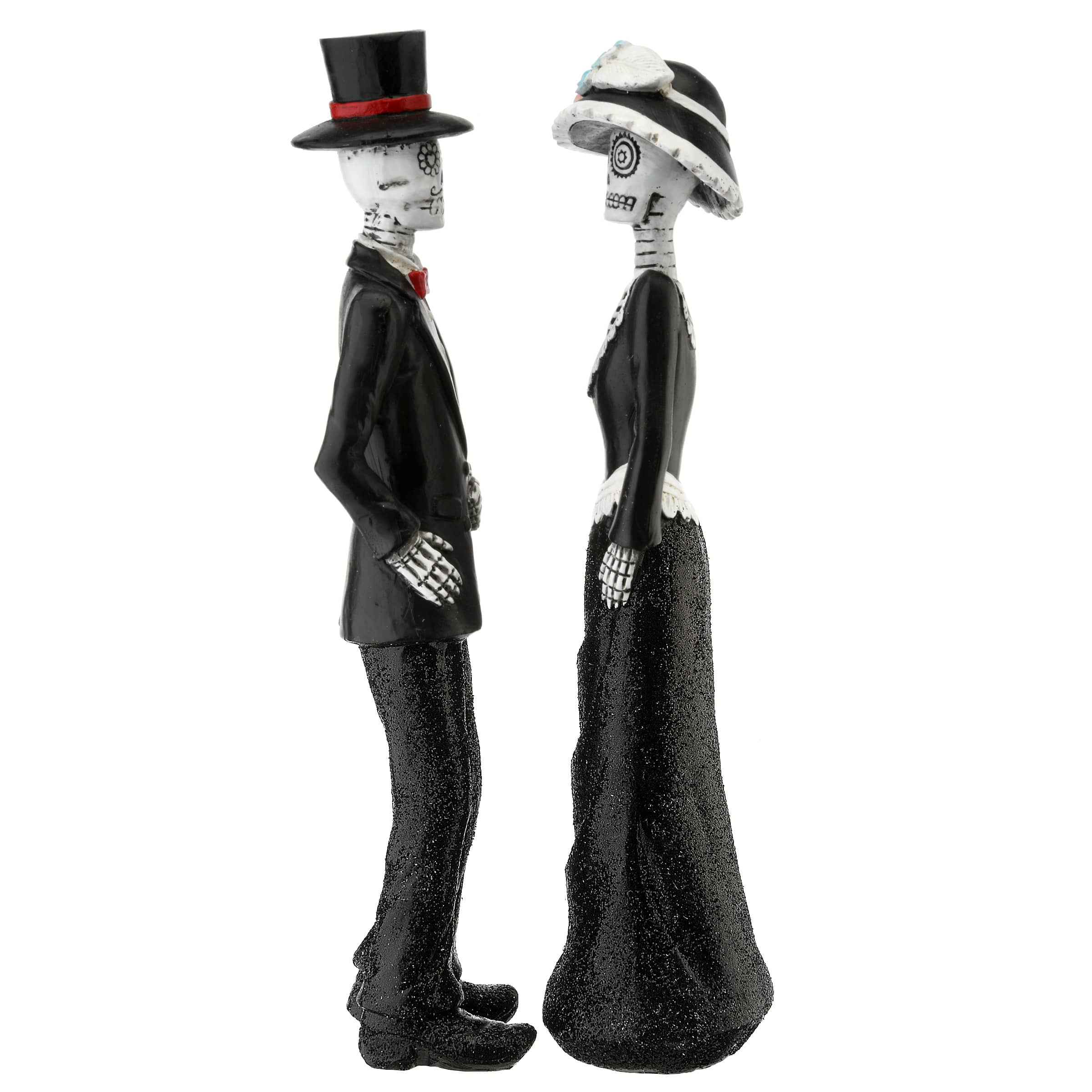 13&#x22; Black Outfitted Skeleton Couple