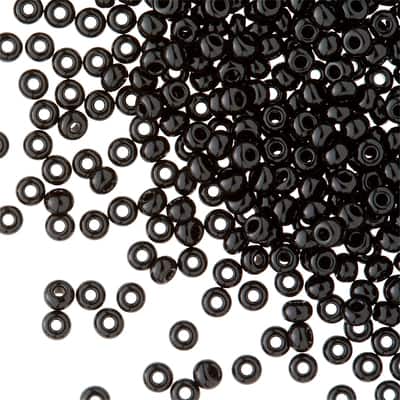 Black Czech Glass Seed Beads, 8/0
