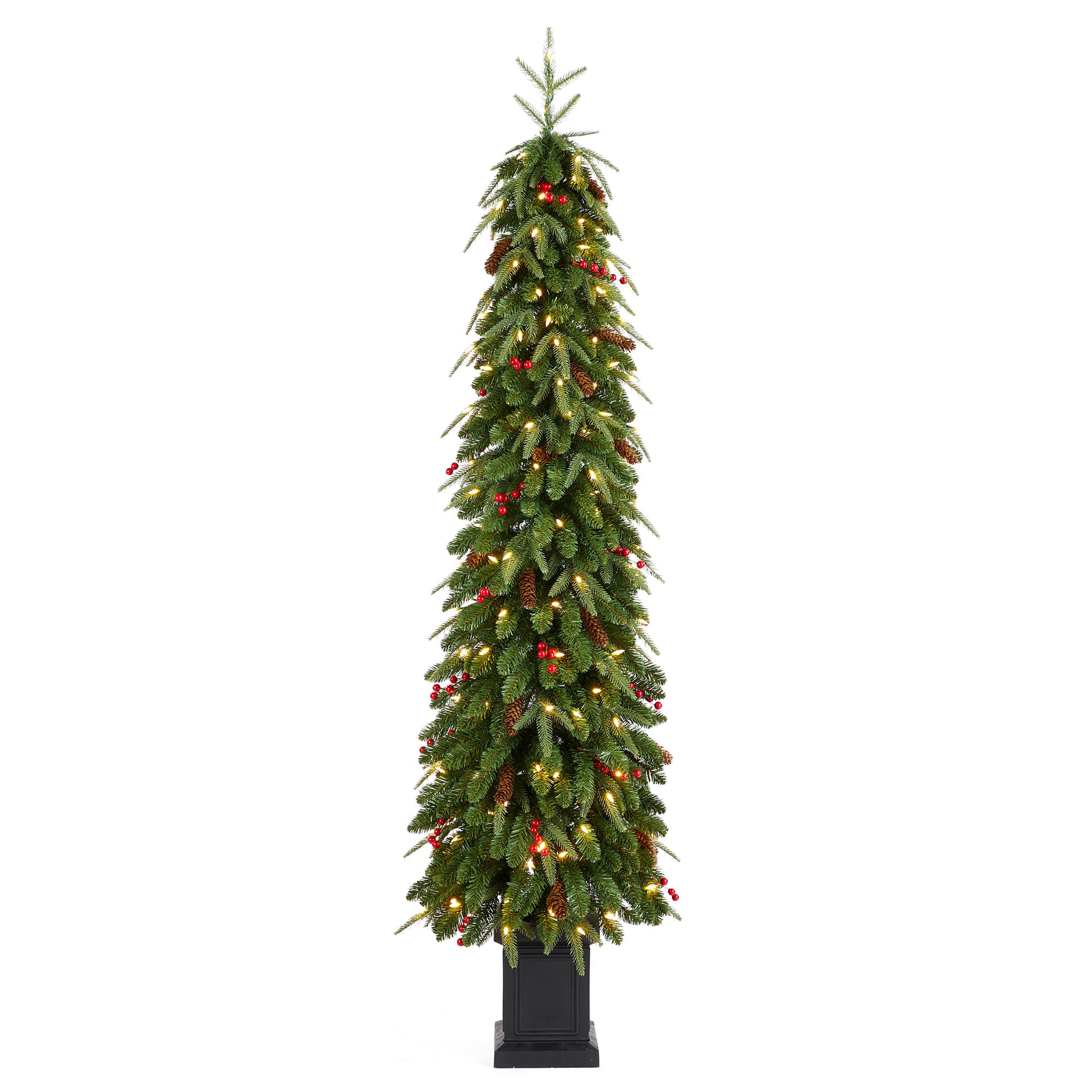 Glitzhome&#xAE; 6ft Pre-lit Green Artificial Christmas Porch Tree, Warm White Lights