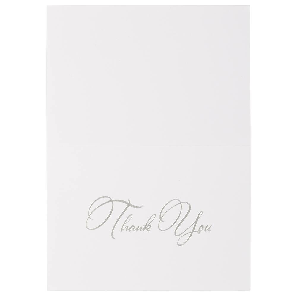 JAM Paper Thank You Card Set with Silver Script, 25ct.