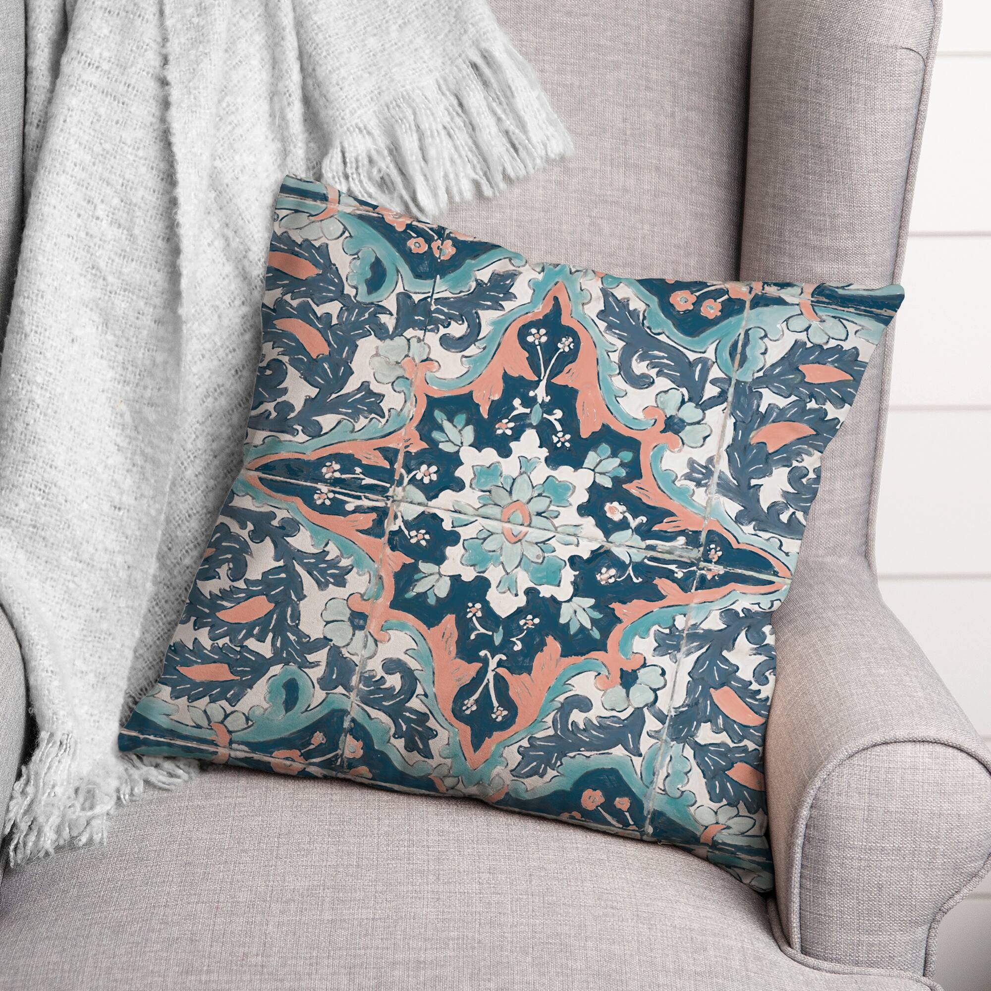 Mediterranean Tile 18&#x22; x 18&#x22; Throw Pillow