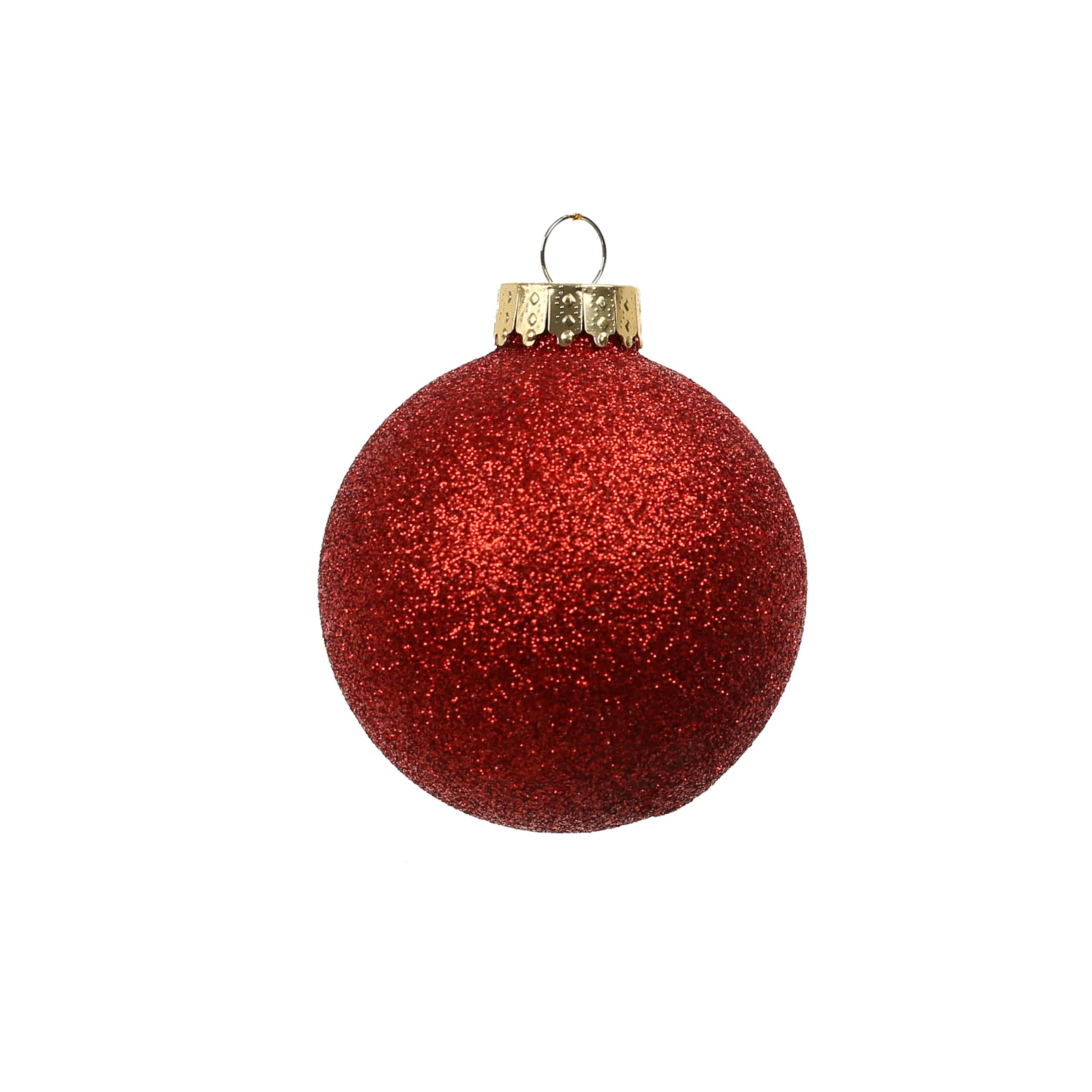 6 Pack 2.5&#x22; Red Glitter Glass Ball Ornaments by Ashland&#xAE;