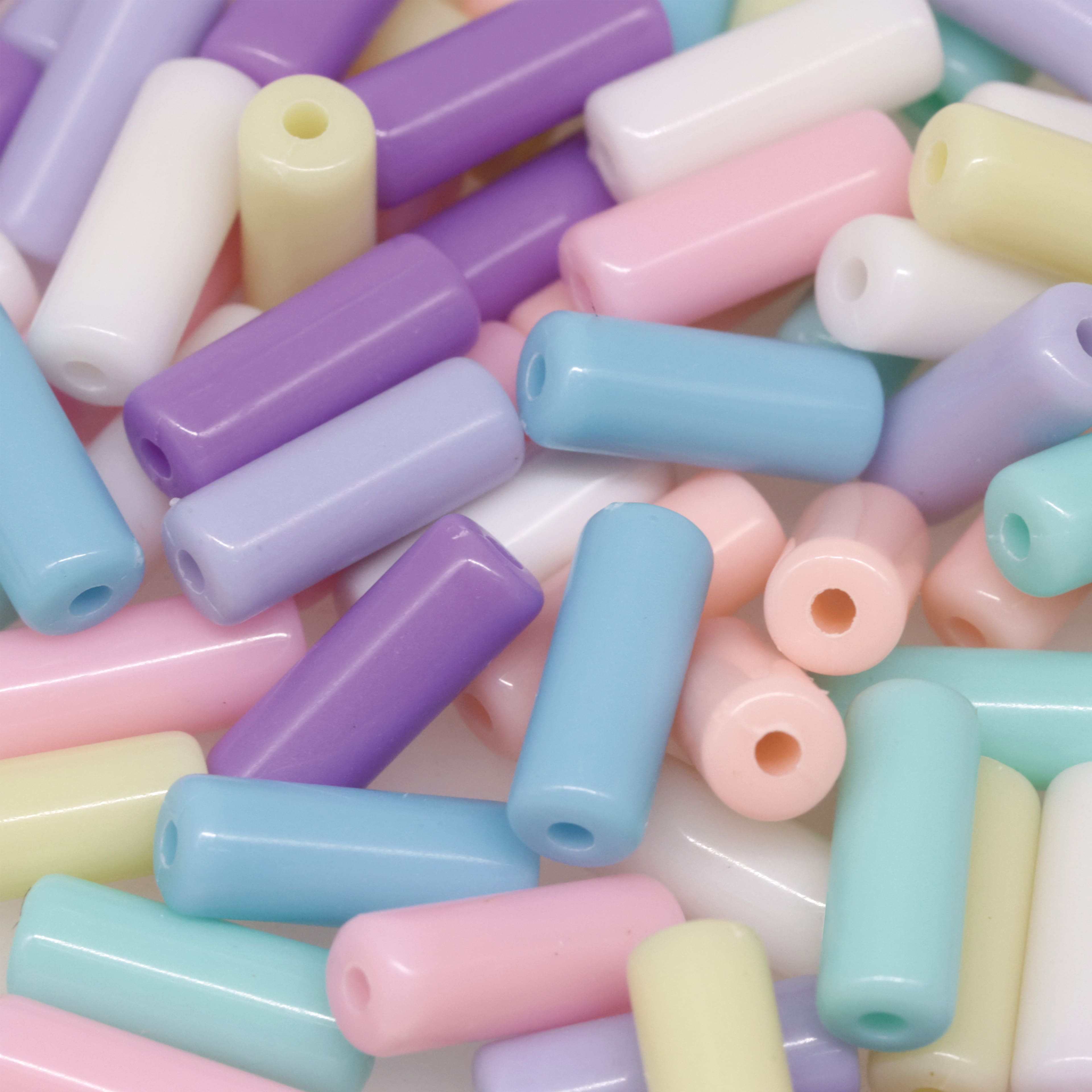 12 Packs: 280 ct. (3,360 total) Pastel Plastic Tube Beads by Creatology™,  12.5mm x 5mm 
