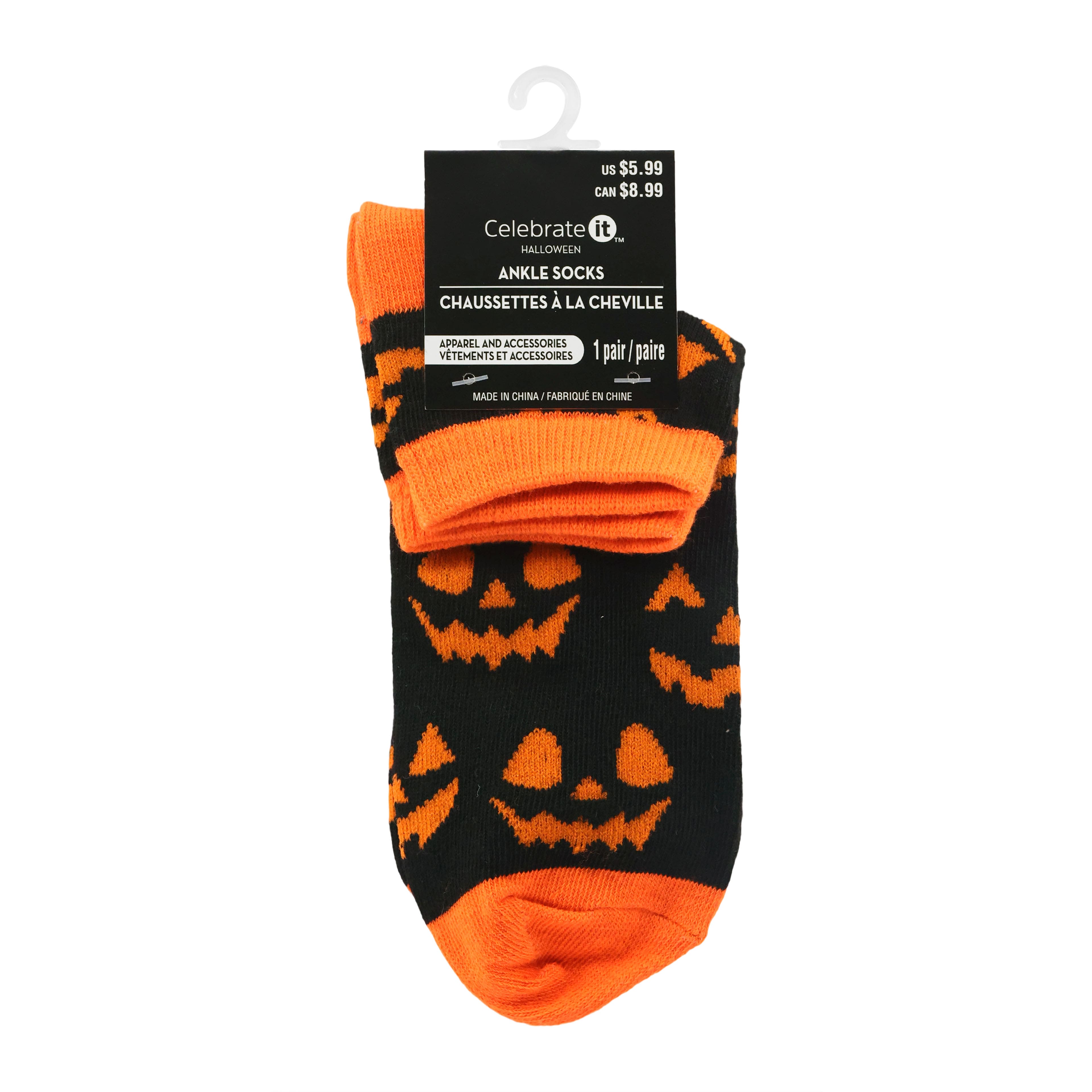 Jack-o&#x27;-Lantern Face Ankle Socks by Celebrate It&#x2122;
