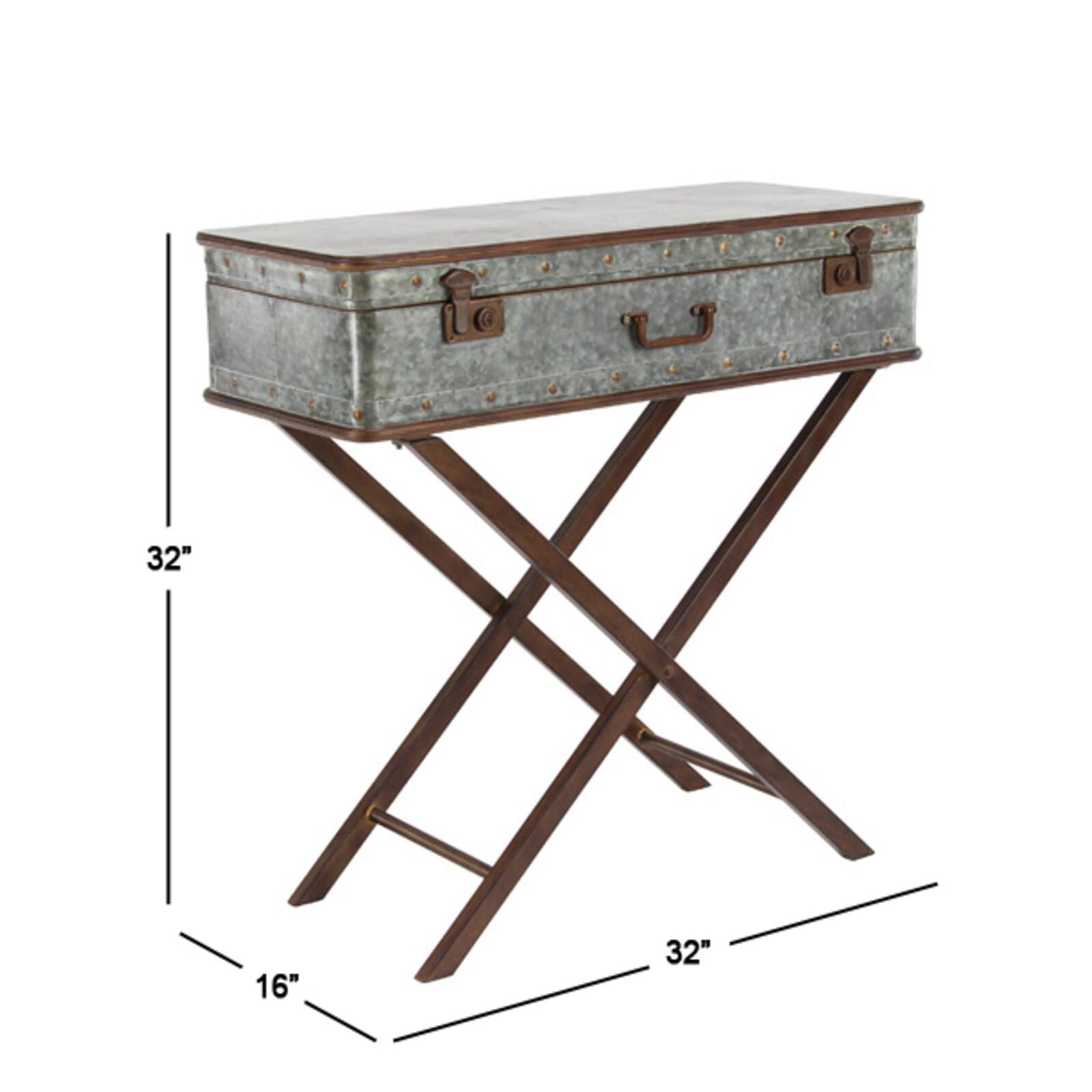 32" Gray Iron Farmhouse Accent Table