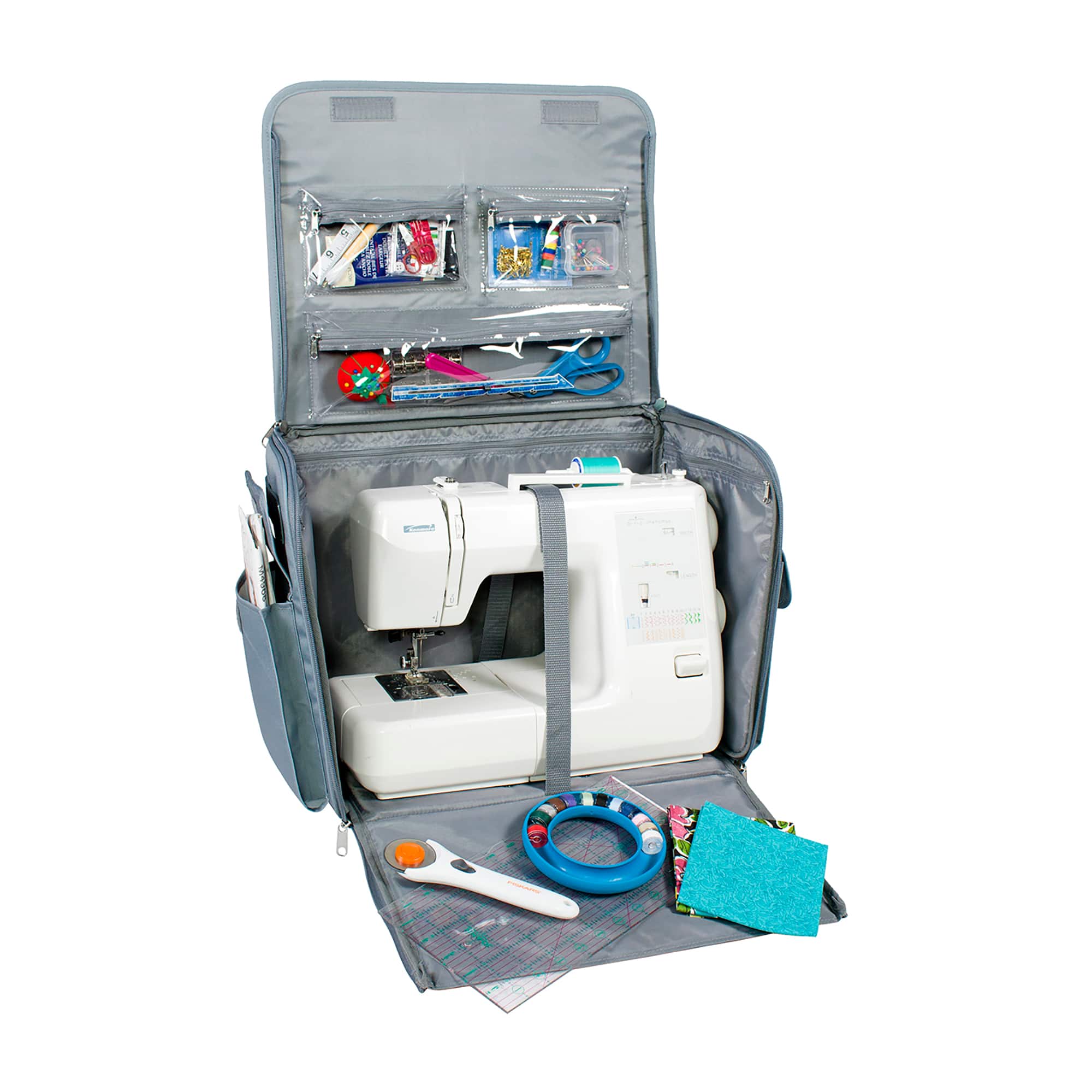 Everything Mary Green Floral Rolling Sewing Machine Tote