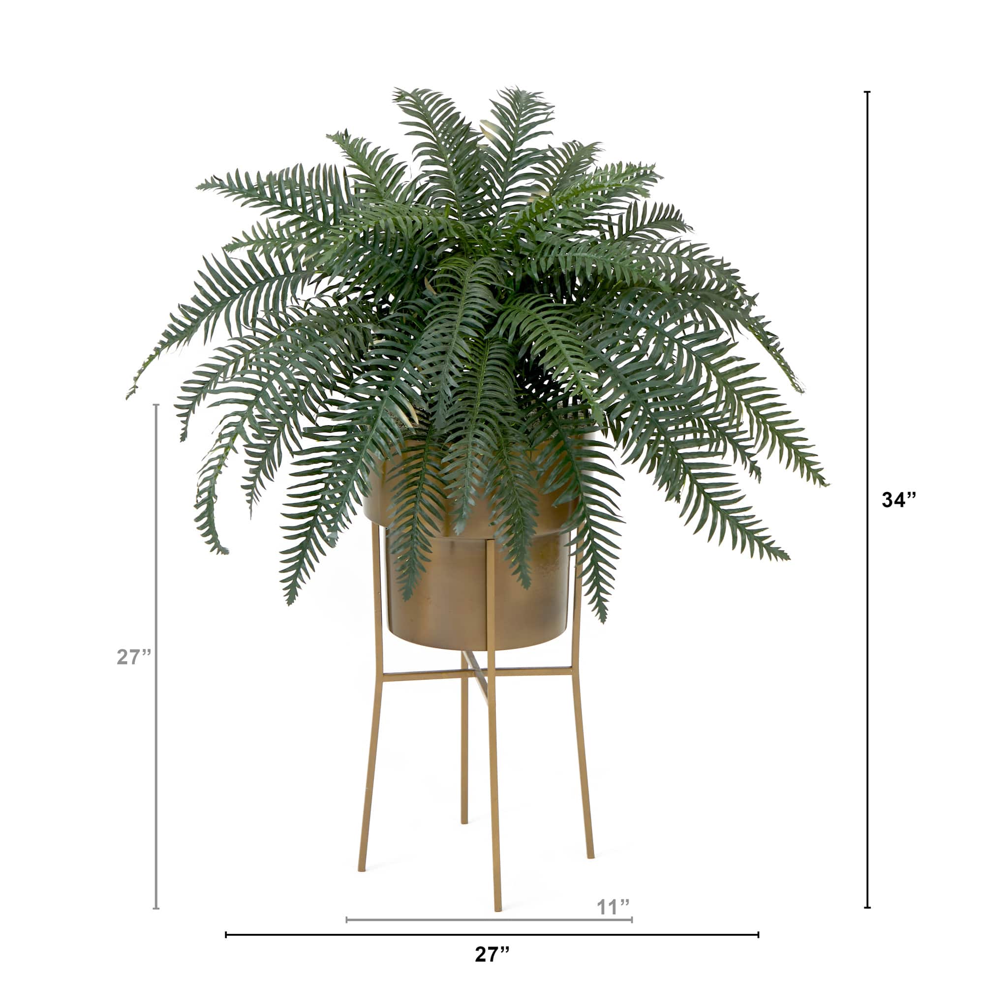 34&#x22; Artificial River Fern Plant in Metal Planter with Stand