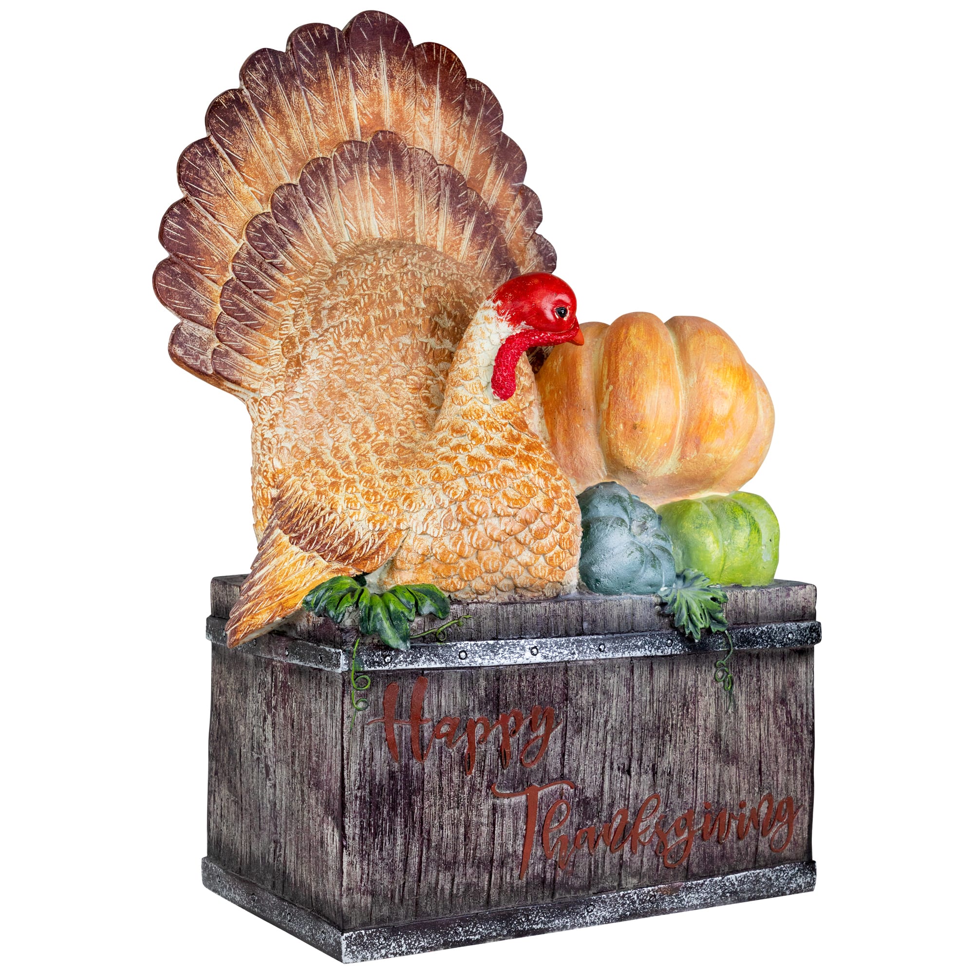20" Turkey & Pumpkins Happy Thanksgiving Decoration