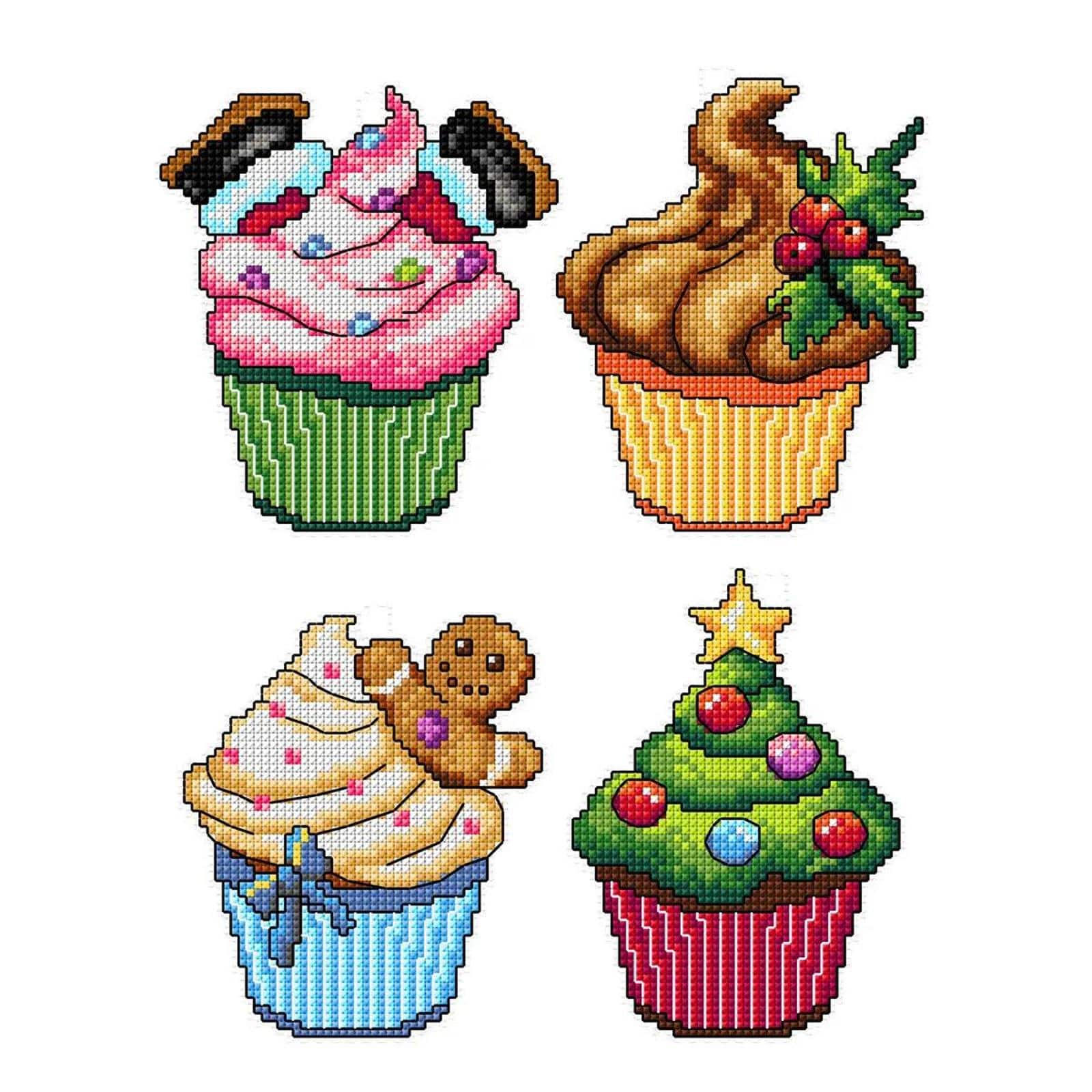 Crafting Spark Christmas Cupcakes Counted Cross Stitch Kit