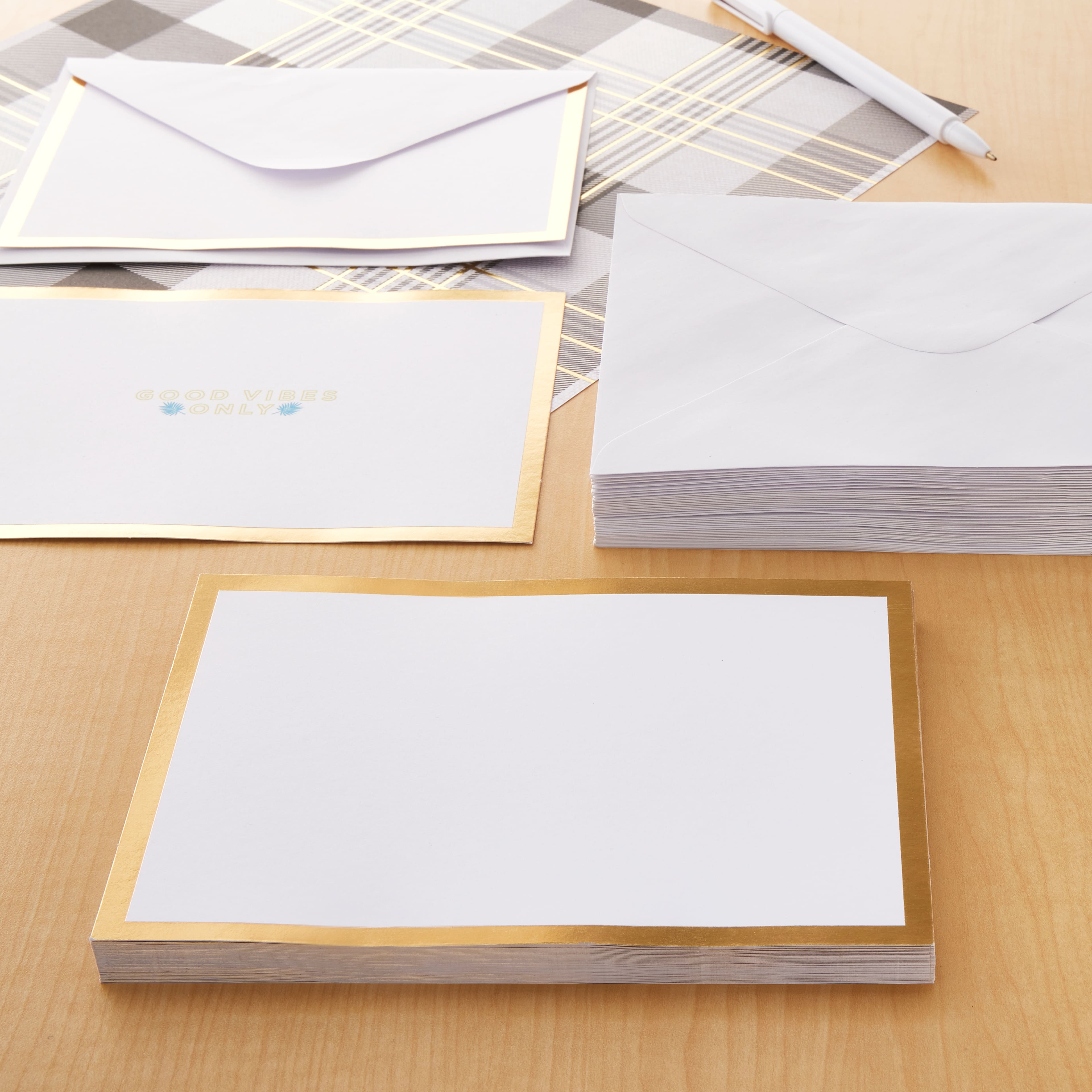 12 Packs: 40 ct. (480 total) Gold Foil Flat Cards &#x26; Envelopes by Recollections&#x2122;, 5&#x22; x 7&#x22;