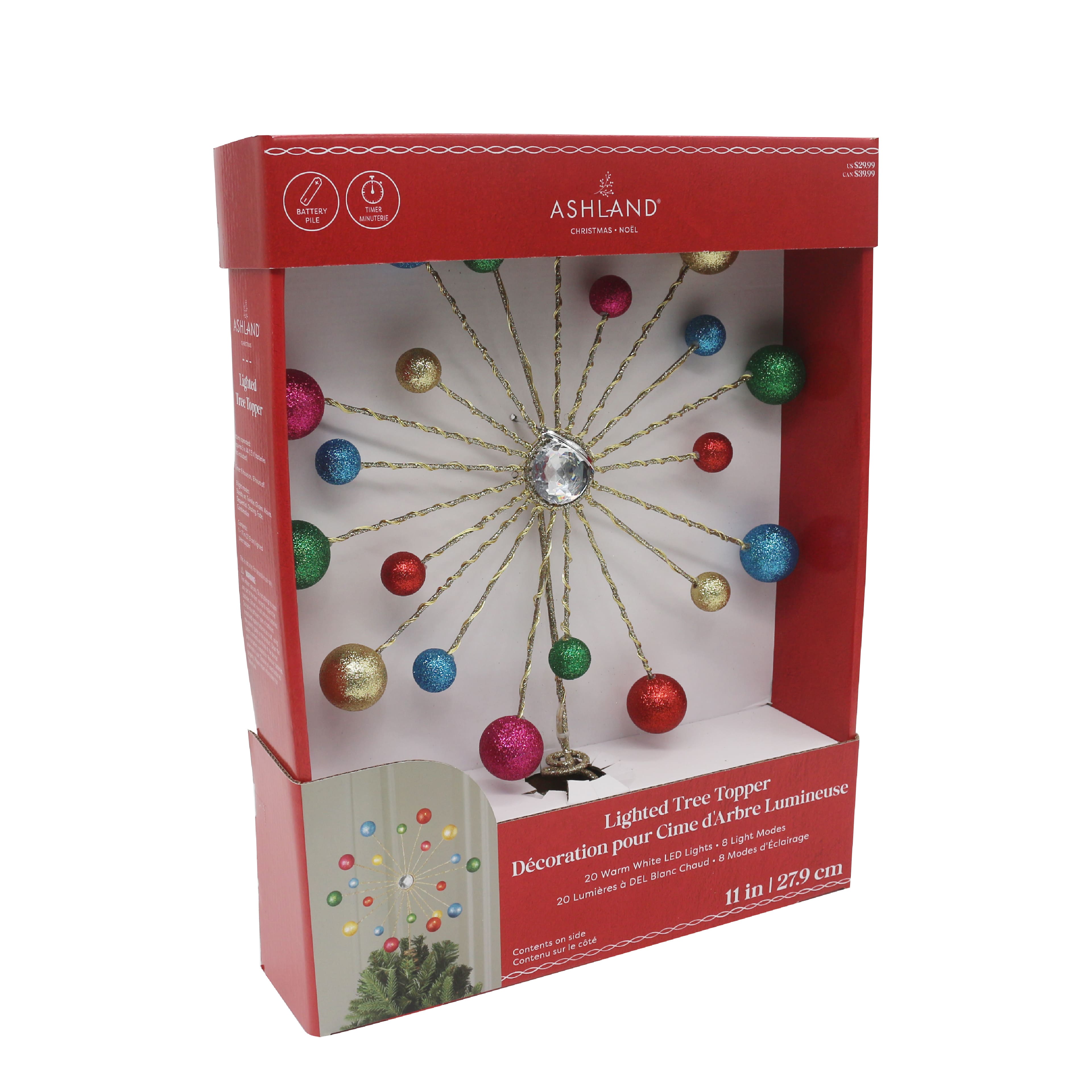 20ct. Warm White LED Multicolor Ball Tree Topper by Ashland&#xAE;