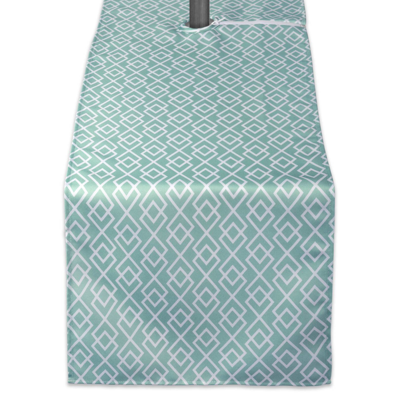 Aqua Diamond Outdoor Table Runner With Zipper 14" x 108"