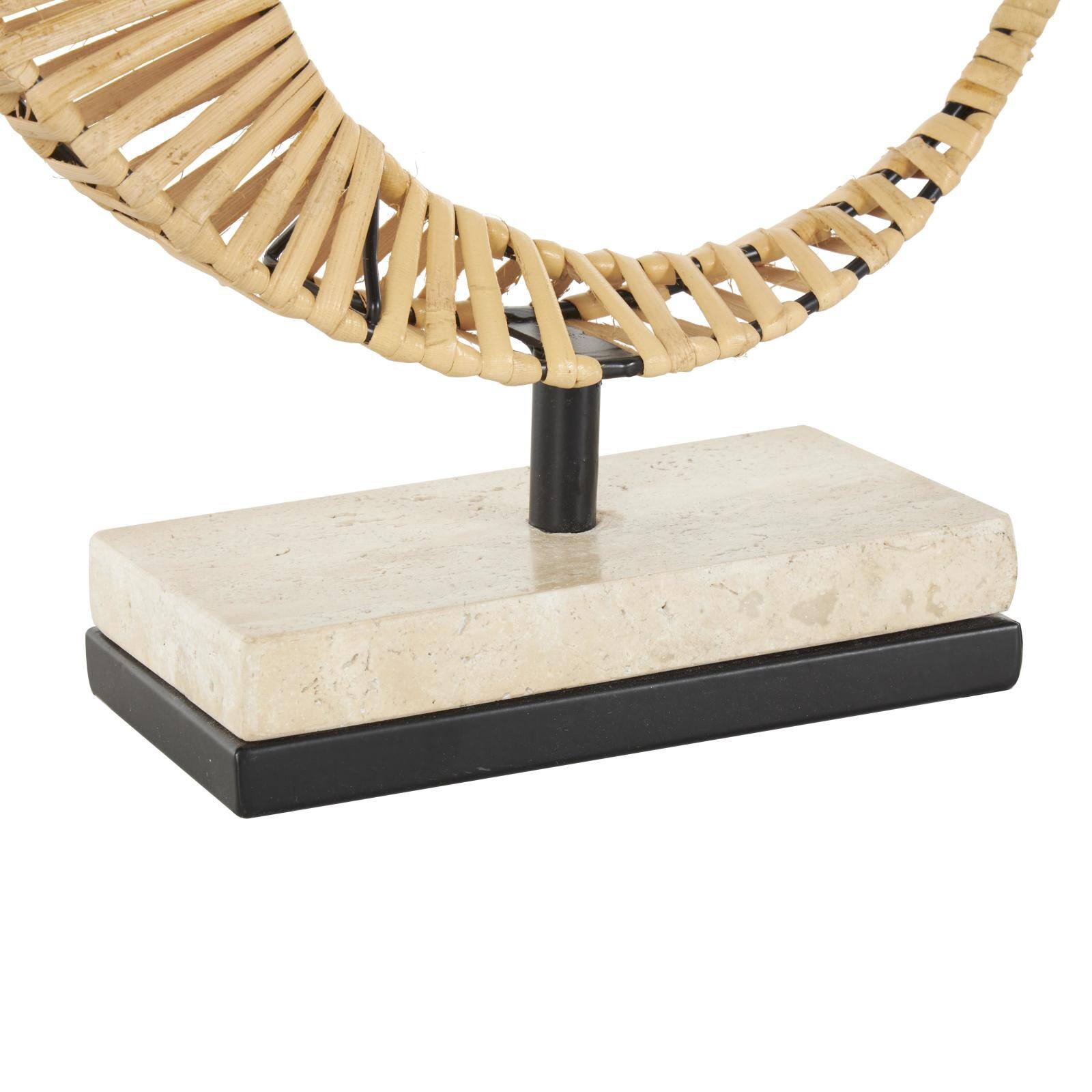 12.5" Brown Abstract Handmade Mobius Strip Sculpture with White Marble Base