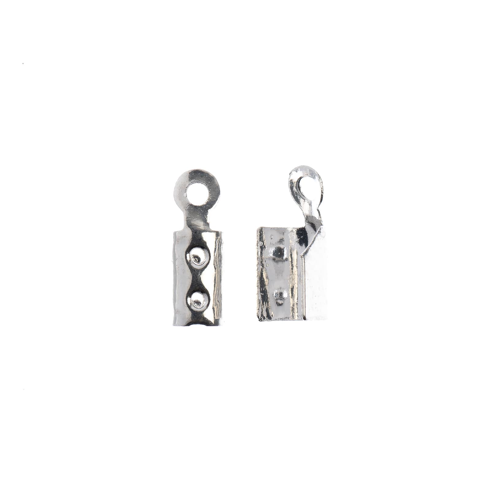 John Bead 10mm Silver Fold Over Cord Ends, 32ct.