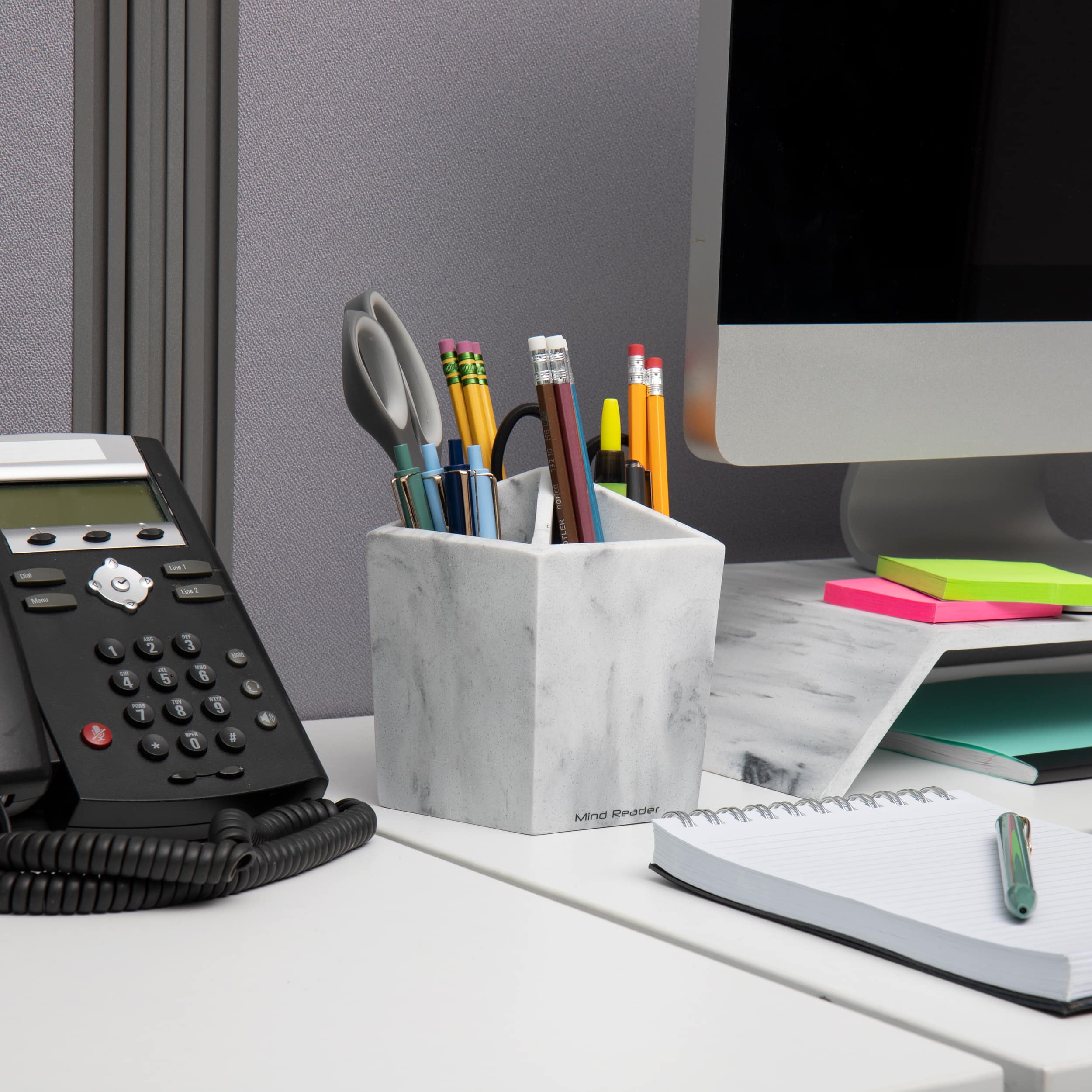 Mind Reader Marbella Collection White 5-Section Pen & Accessory Holder