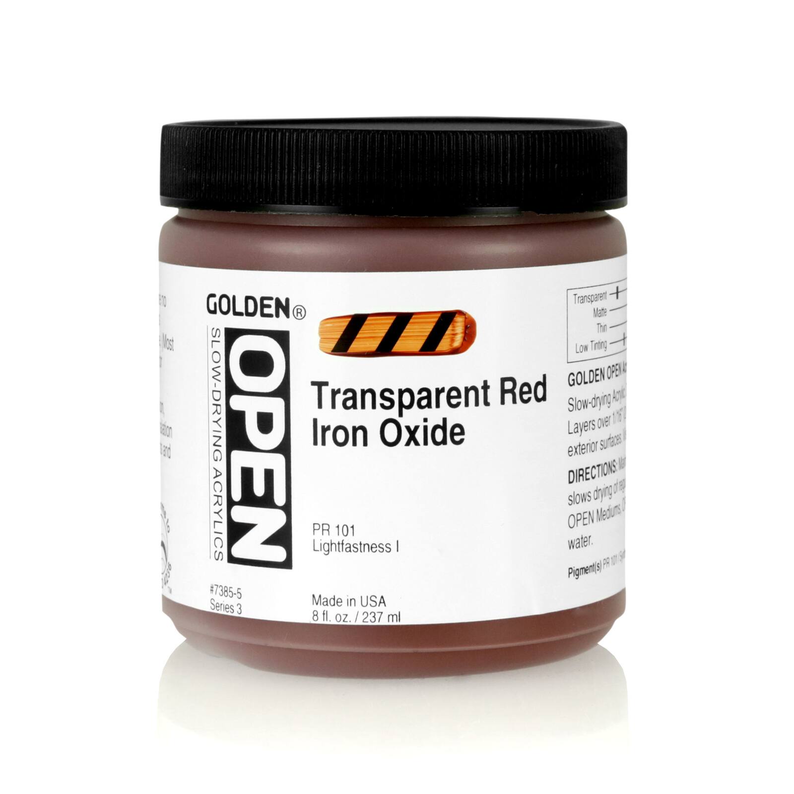 Golden OPEN Slow Drying Acrylics, 8 oz Paint in Transparent Red Iron Oxide