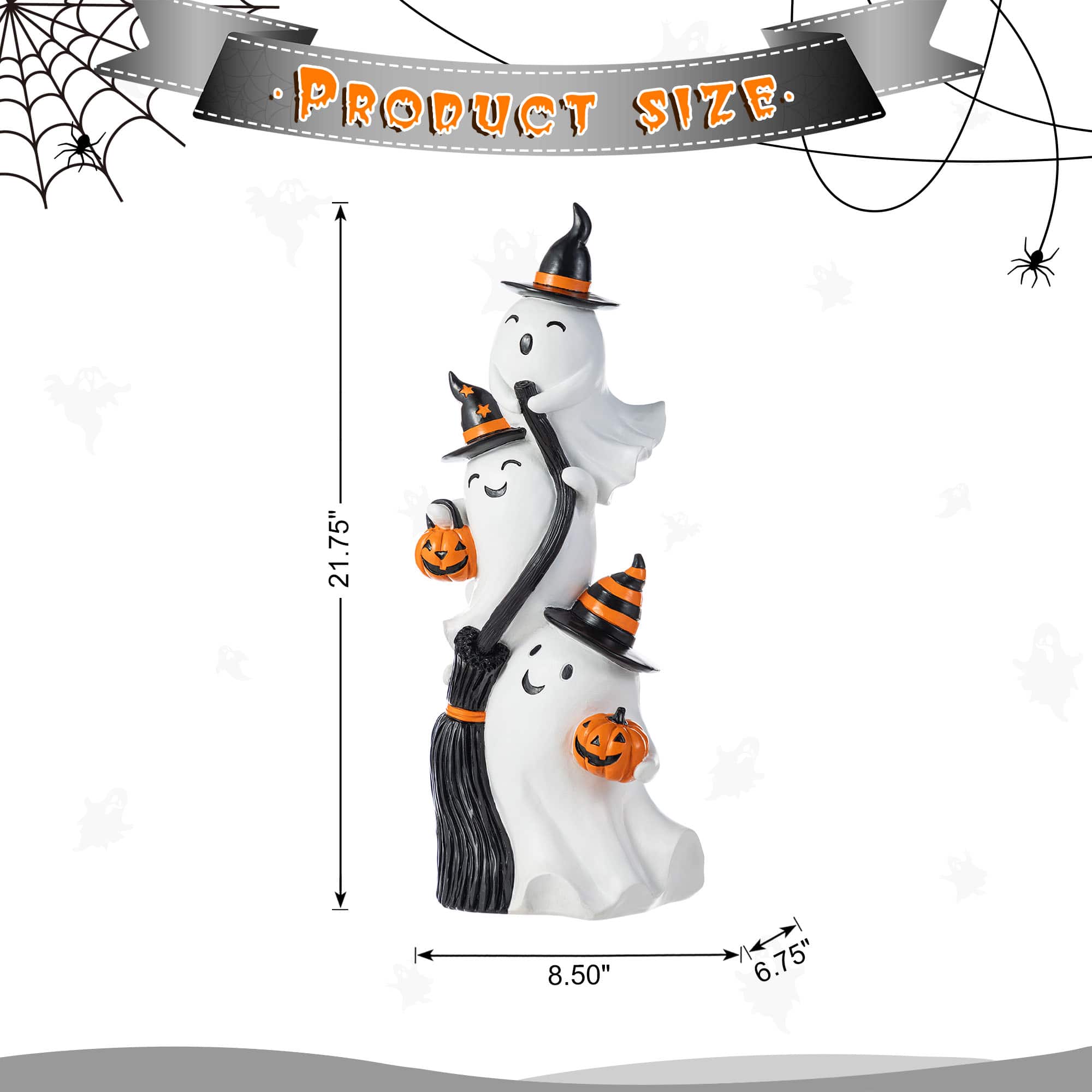 Glitzhome&#xAE; 21.75&#x22;H Halloween Resin Stacked Ghost Porch Decor