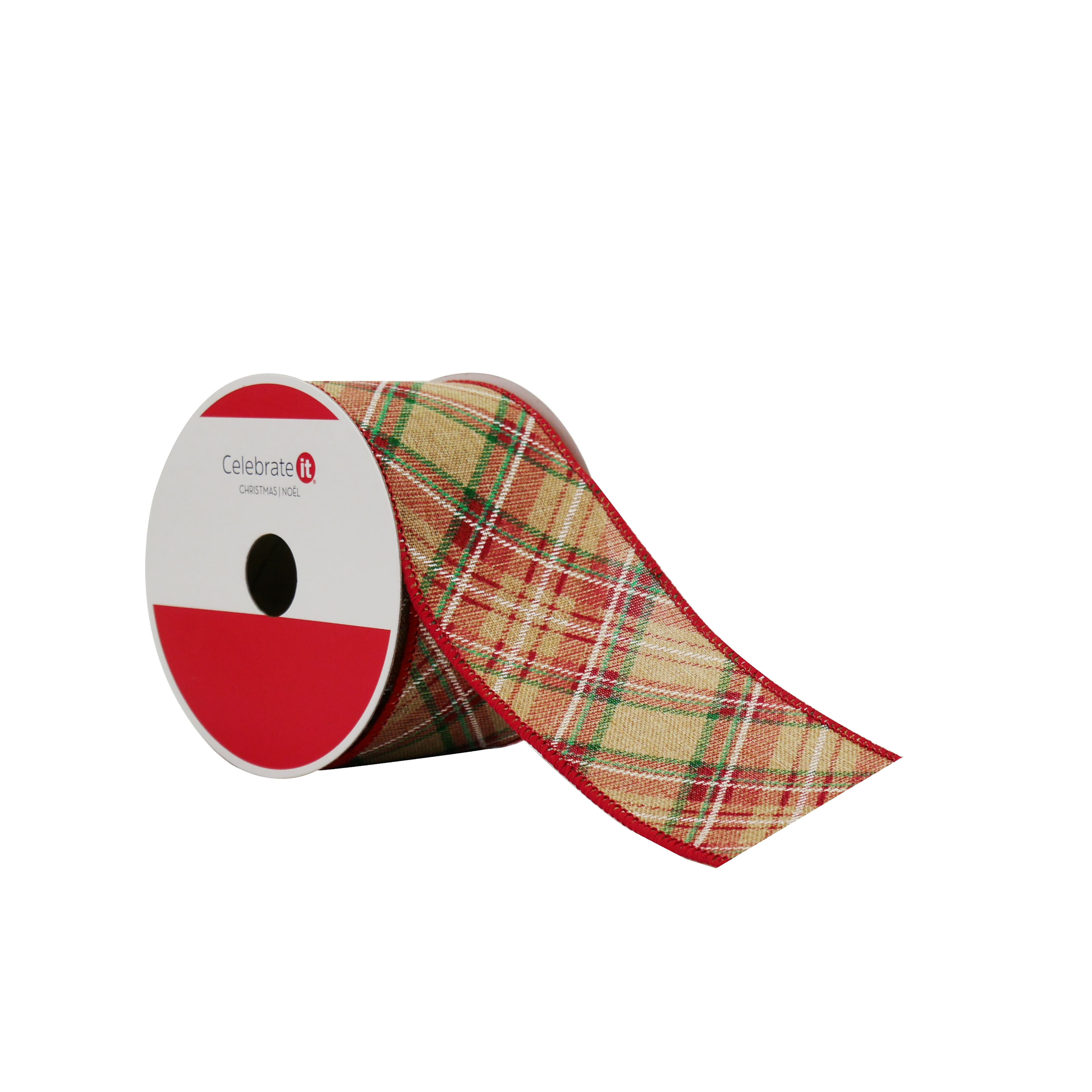 2.5&#x22; x 20ft. Plaid Faux Linen Wired Ribbon by Celebrate It&#xAE;