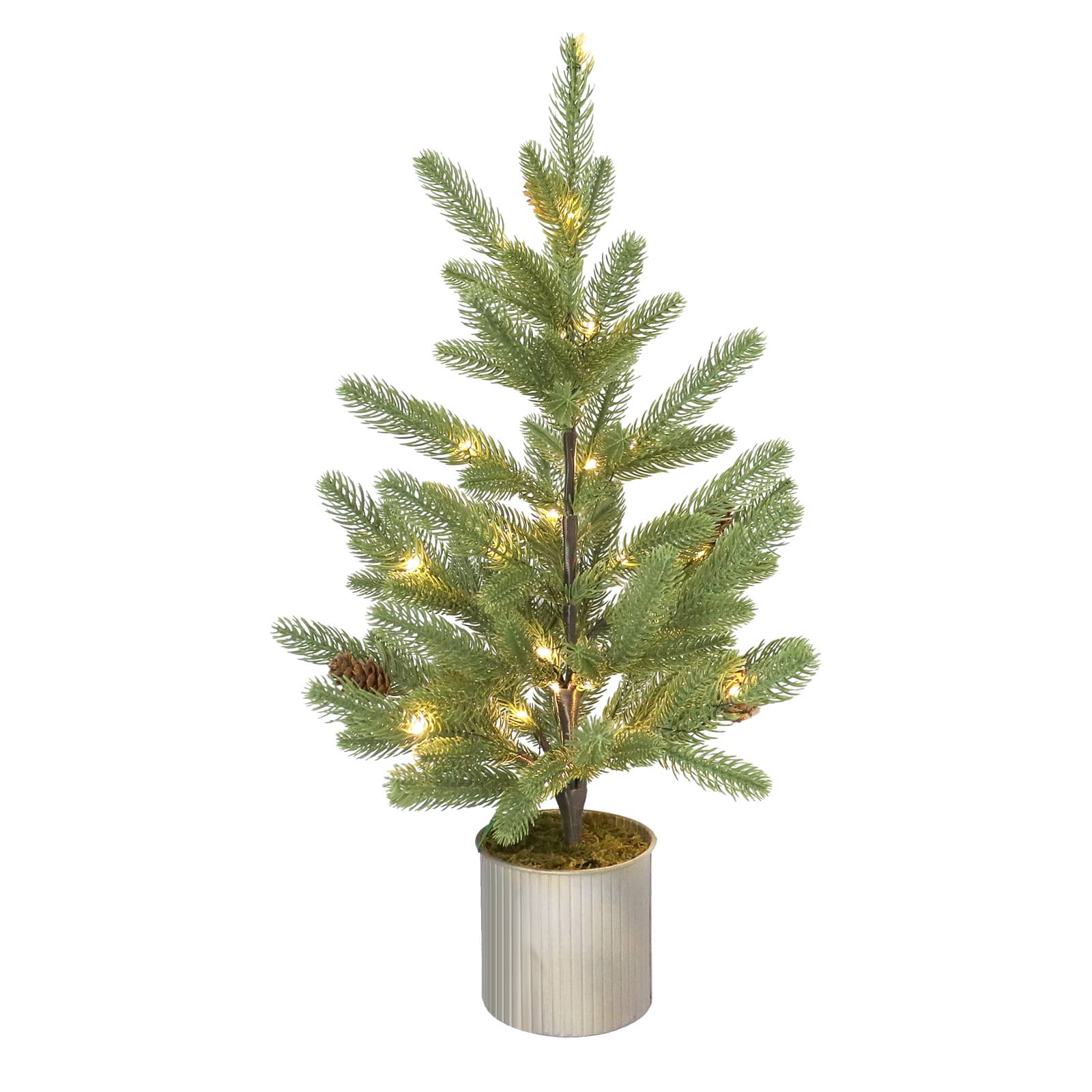 22&#x22; Pre-Lit Pine &#x26; Pinecone Accent Tree in Metal Bucket by Ashland&#xAE;