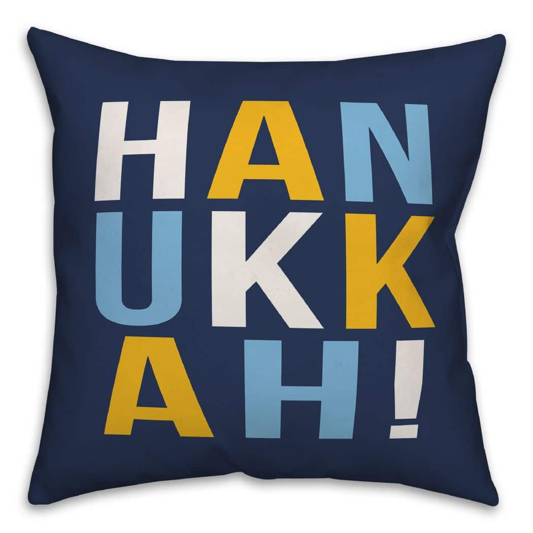 Hanukkah Bold Typography 18x18 Spun Poly Pillow