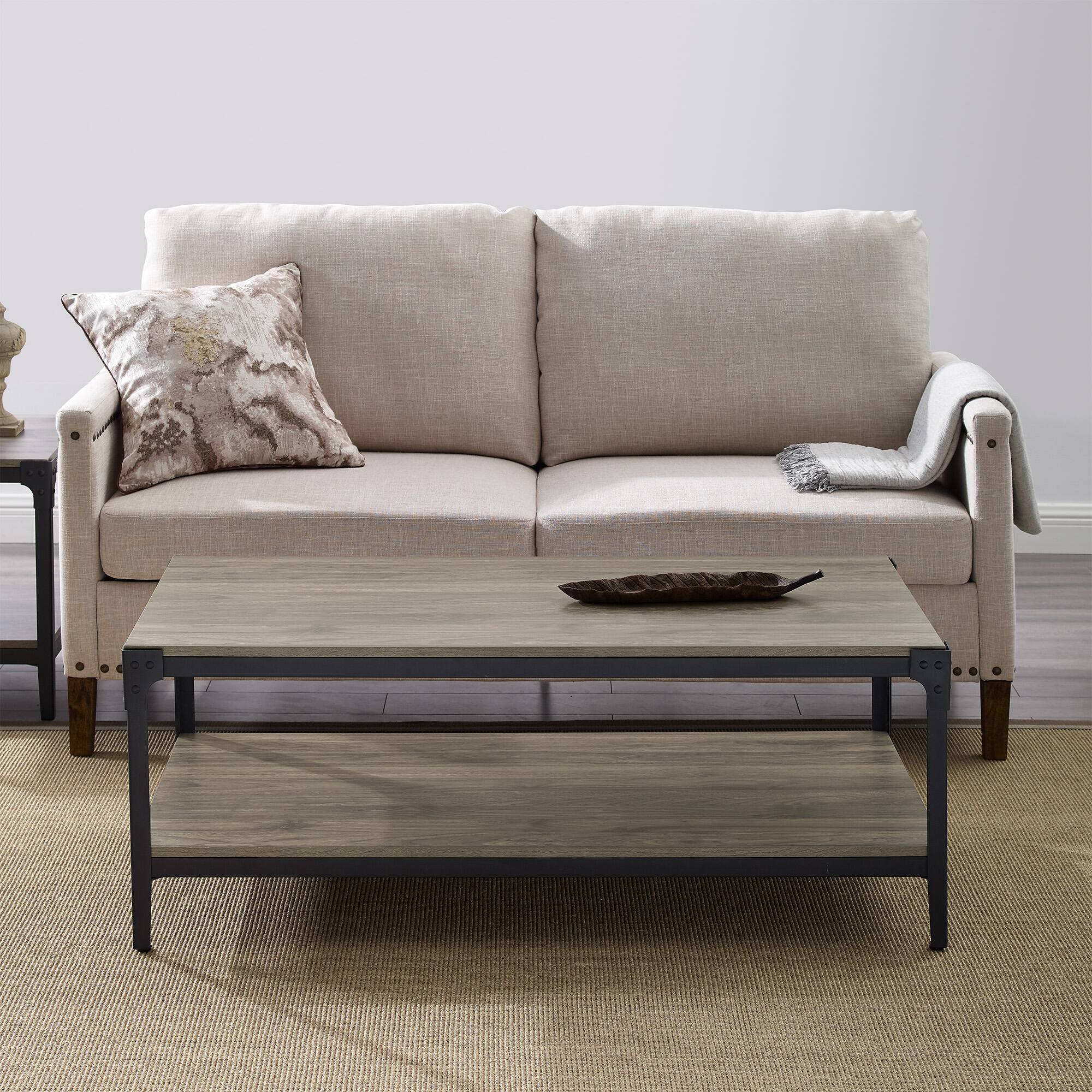 Walker Edison 48" Slate Gray Angle Iron Coffee Table