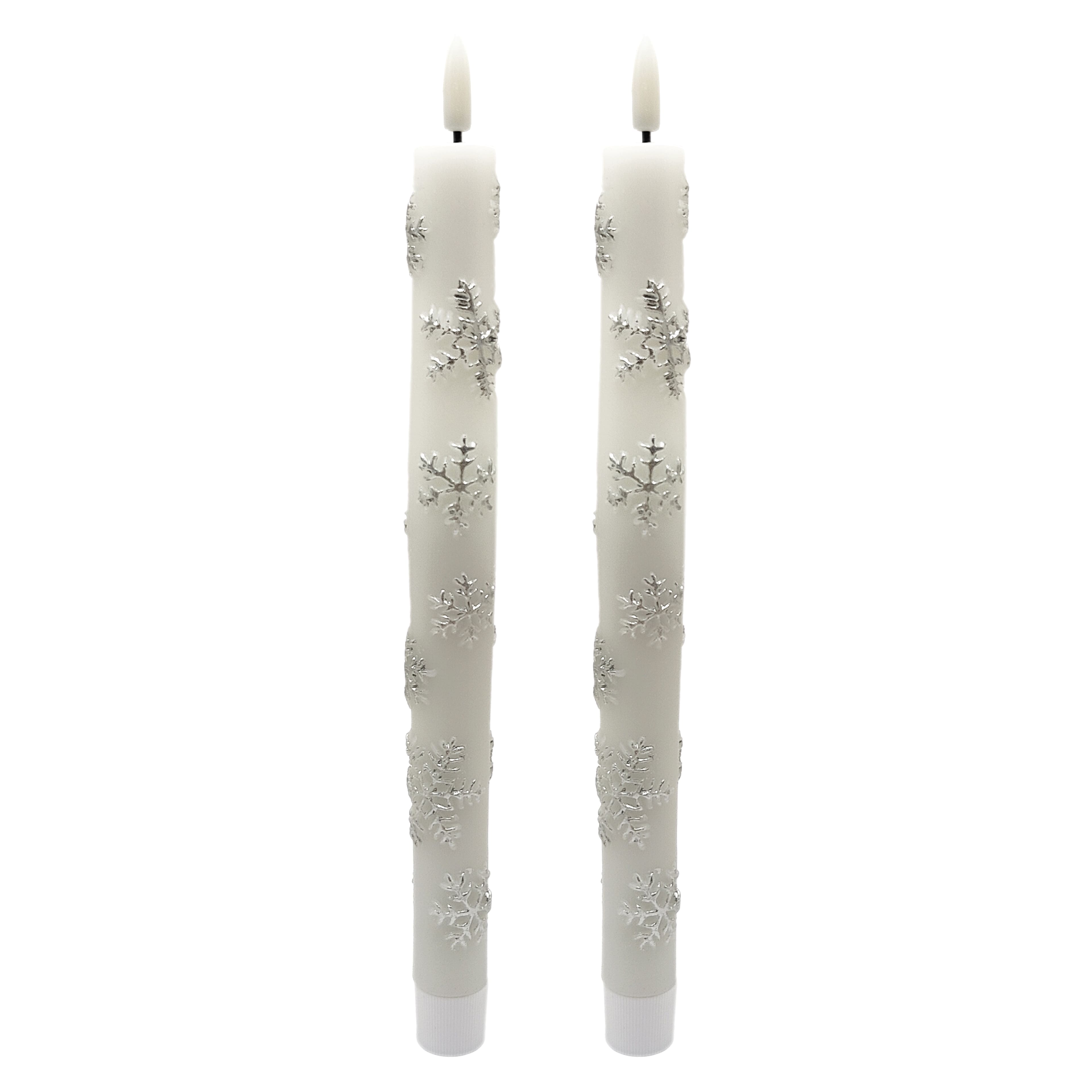 11&#x22; White Snowflakes LED Wax Taper Candles, 2ct. by Ashland&#xAE;