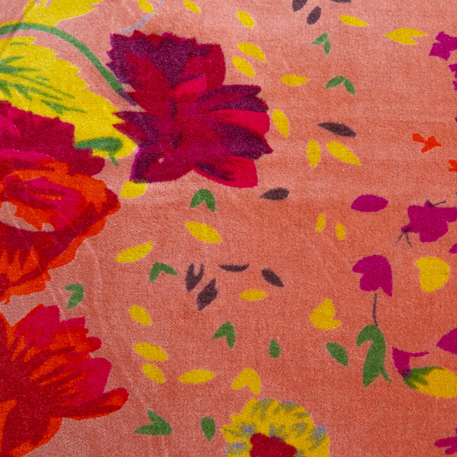 Hello Honey® Red Floral Printed Chambray Back & Ruffle Cotton Velvet Pillow