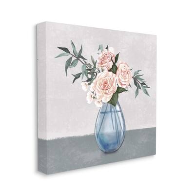 Stupell Industries Pink Roses Blue Teardrop Vase Soft Florals Canvas Wall Art in Gray | 30" x 30" | Michaels®