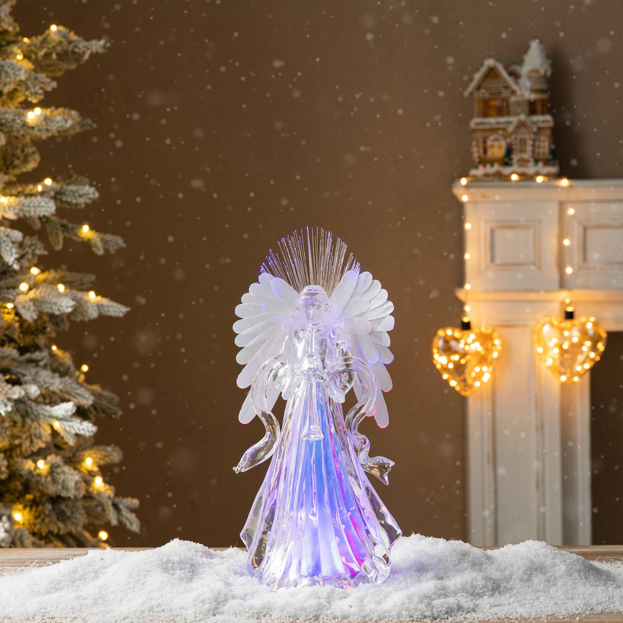 Glitzhome&#xAE; 12&#x22; Acrylic Lighted Tabletop Angel Figurine