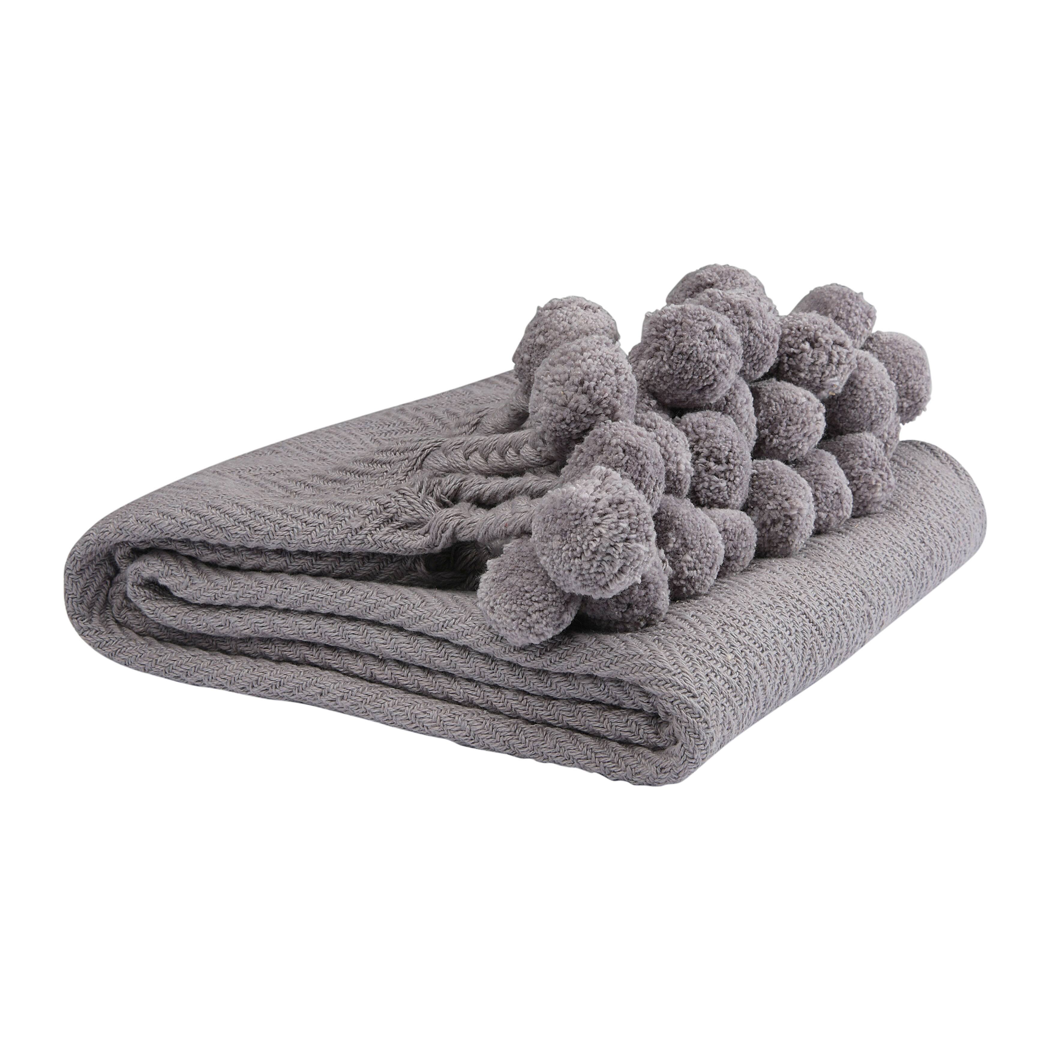 Woven Cotton Pom Pom Throw