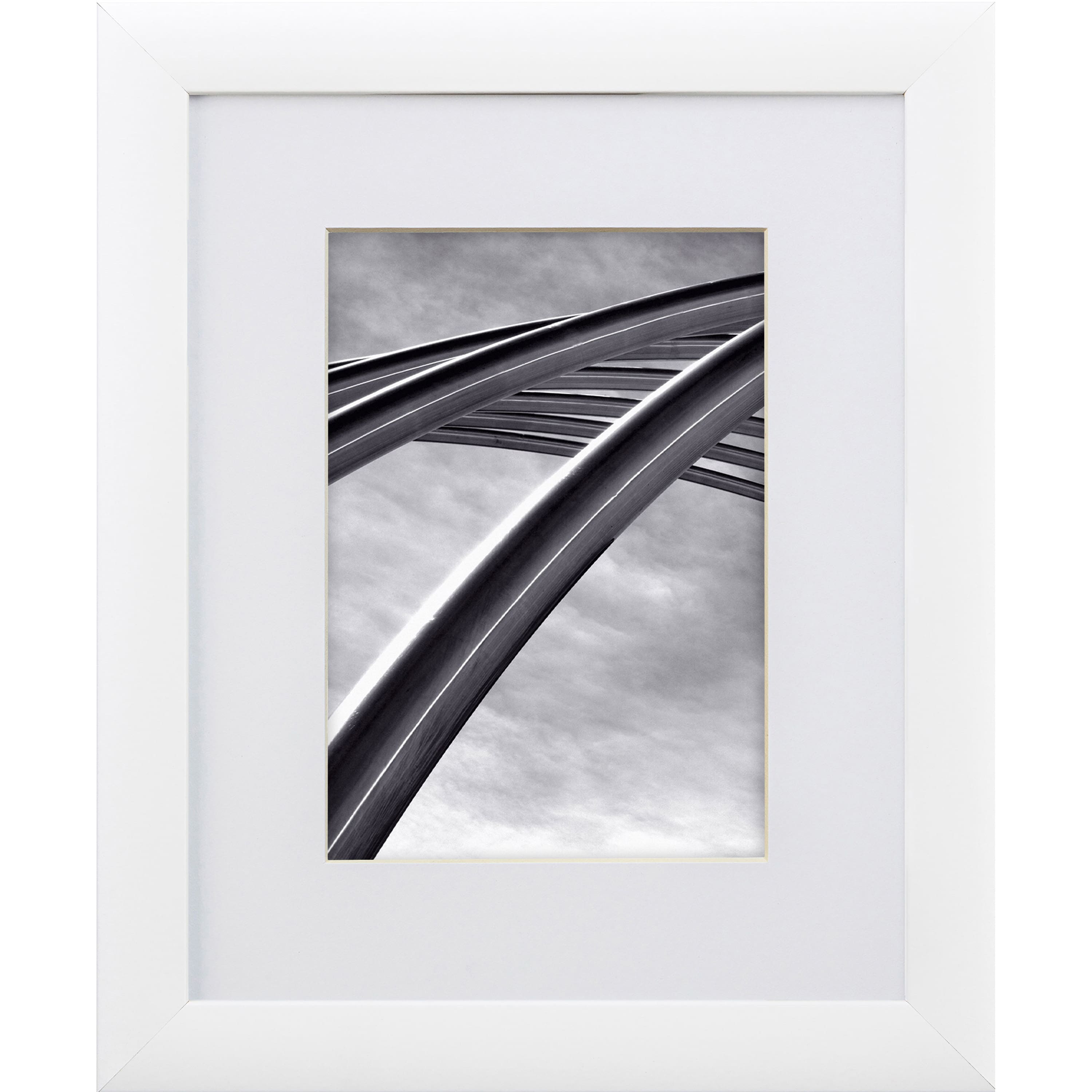 Craig Frames Contemporary White Satin Picture Frame with Mat