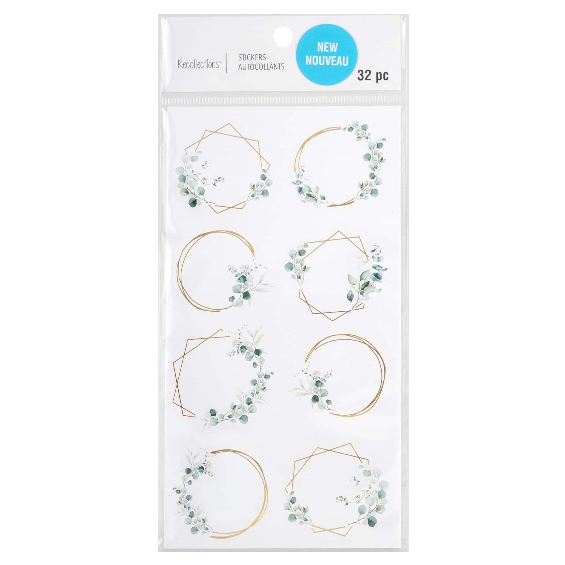 12 Pack: Gold Wreath & Leaf Stickers by Recollections™