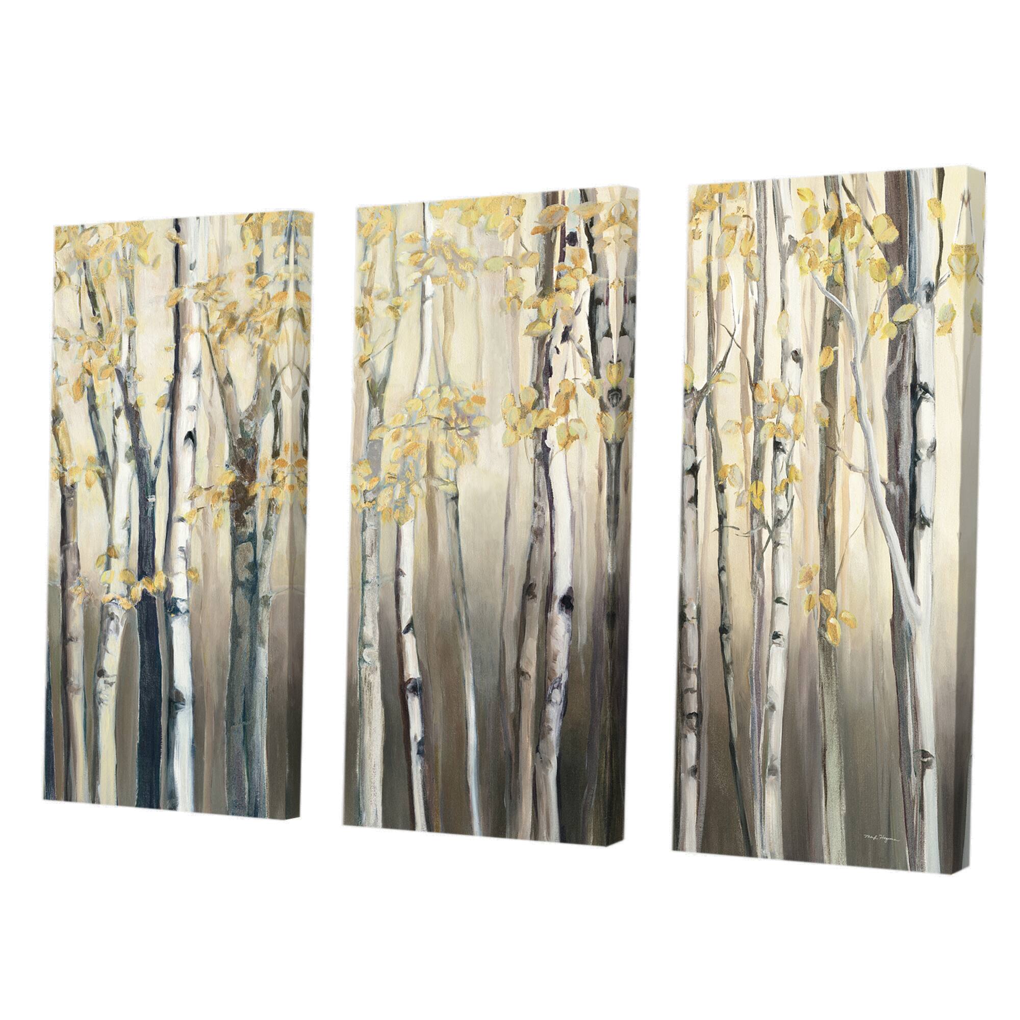 Designart - Golden Birch Forest I - Landscapes Premium Canvas Wall Art