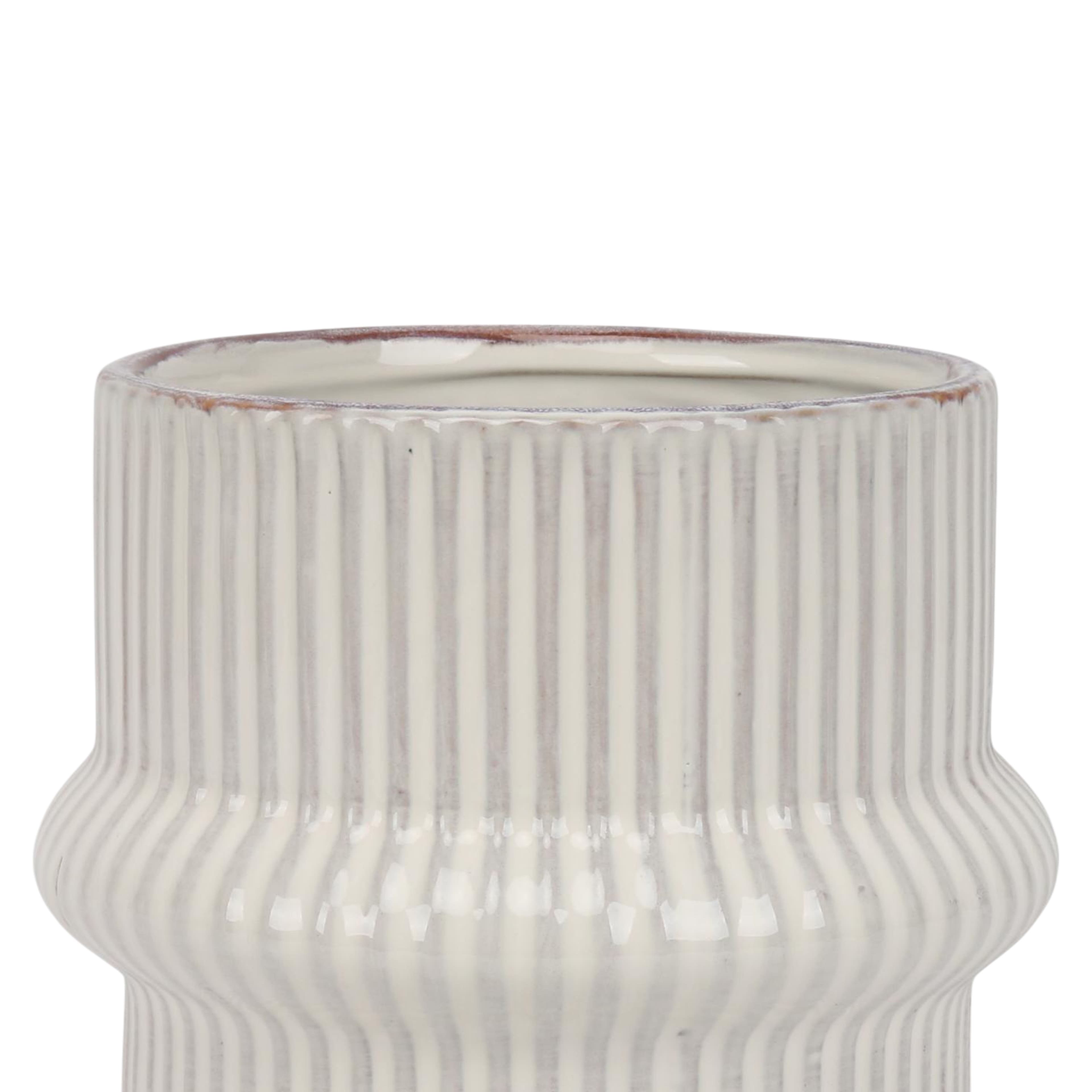 7.5" White Ribbed Ceramic Pot by Ashland®