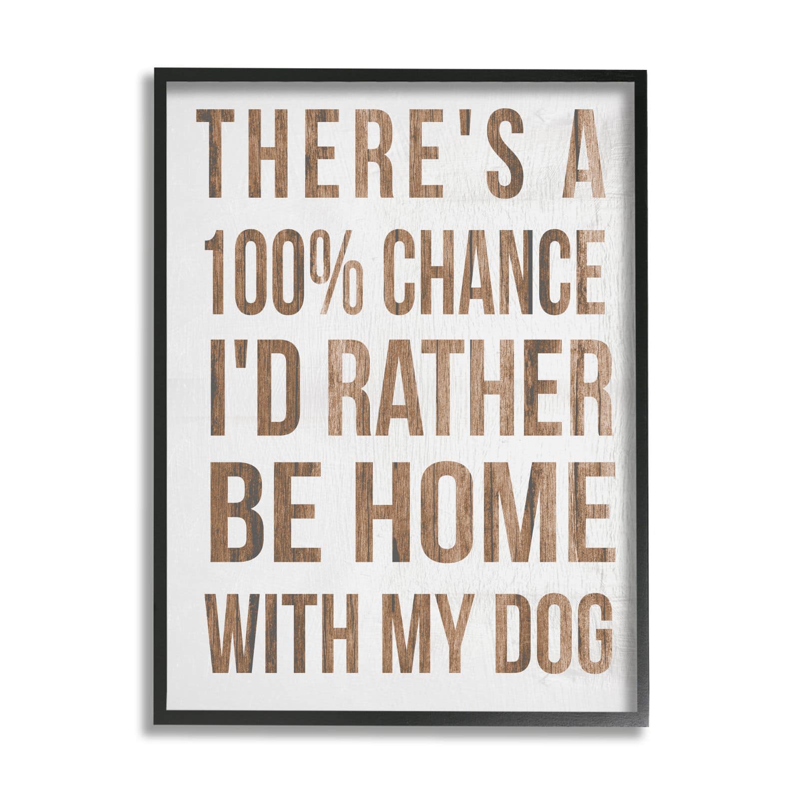Stupell Industries 100% I'd Rather Be Home With Dog Phrase Framed Wall Art