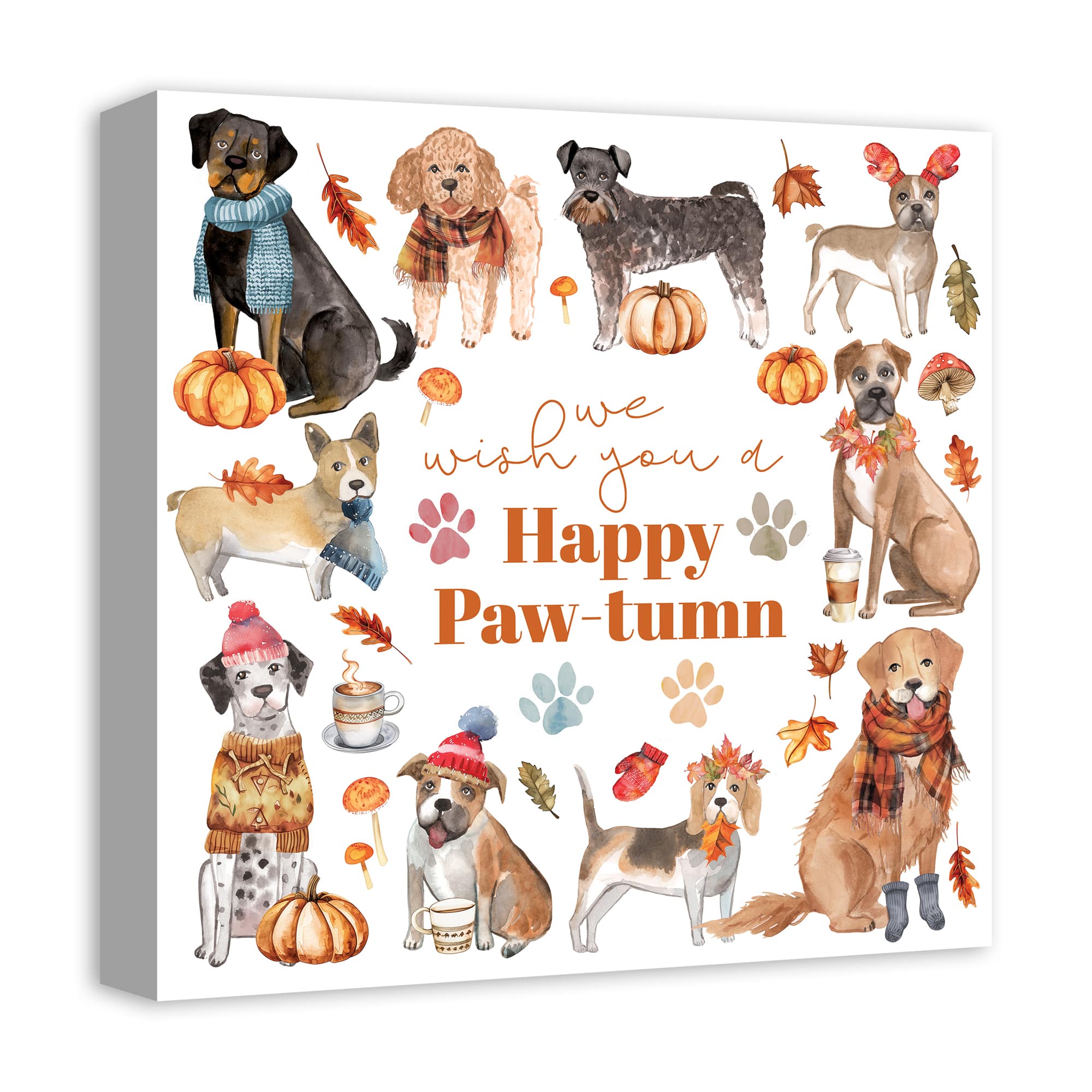 Happy Paw-tumn 16&#x22; x 16&#x22; Canvas Wall Art