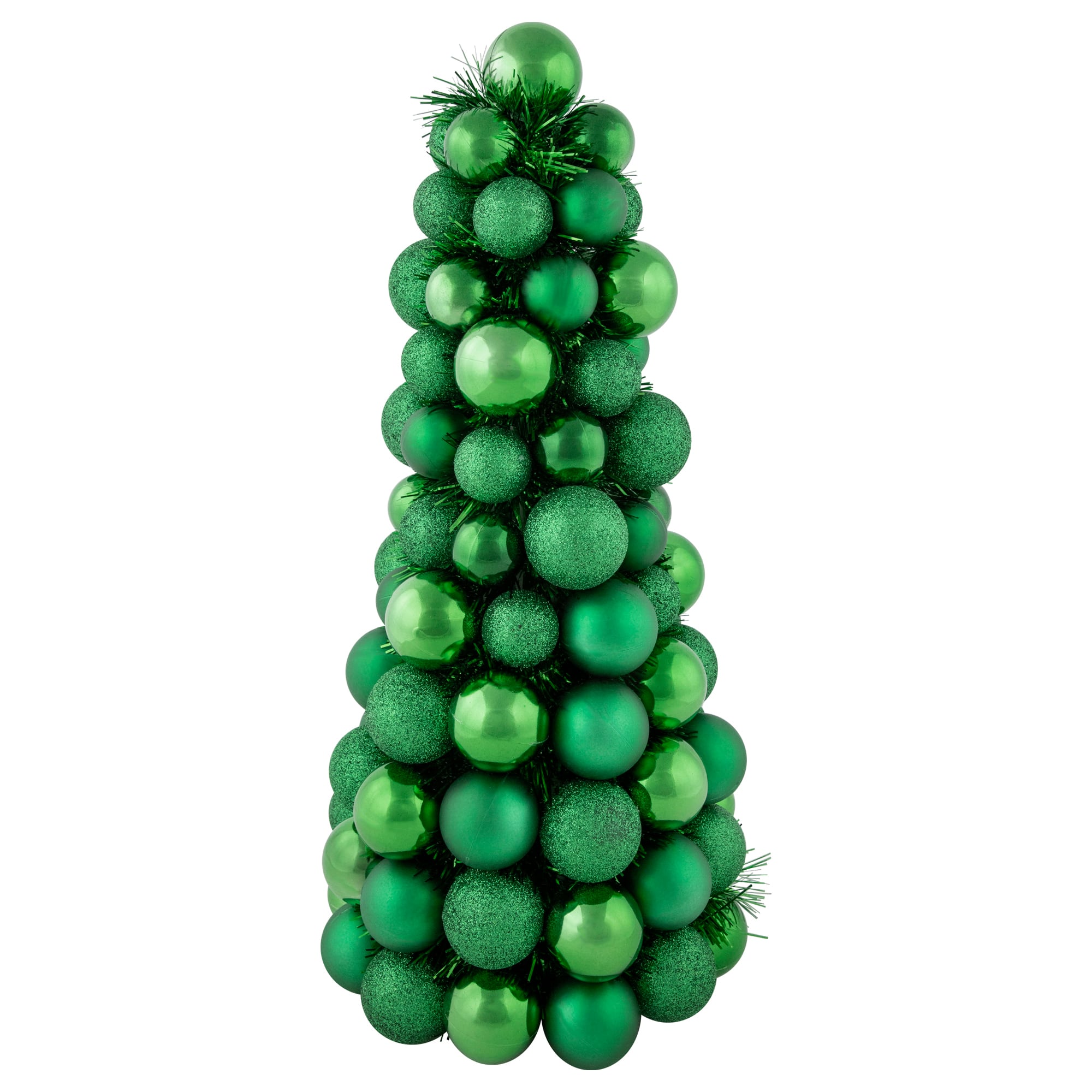 15.75" 3-Finish Shatterproof Ball Christmas Tree with Tinsel