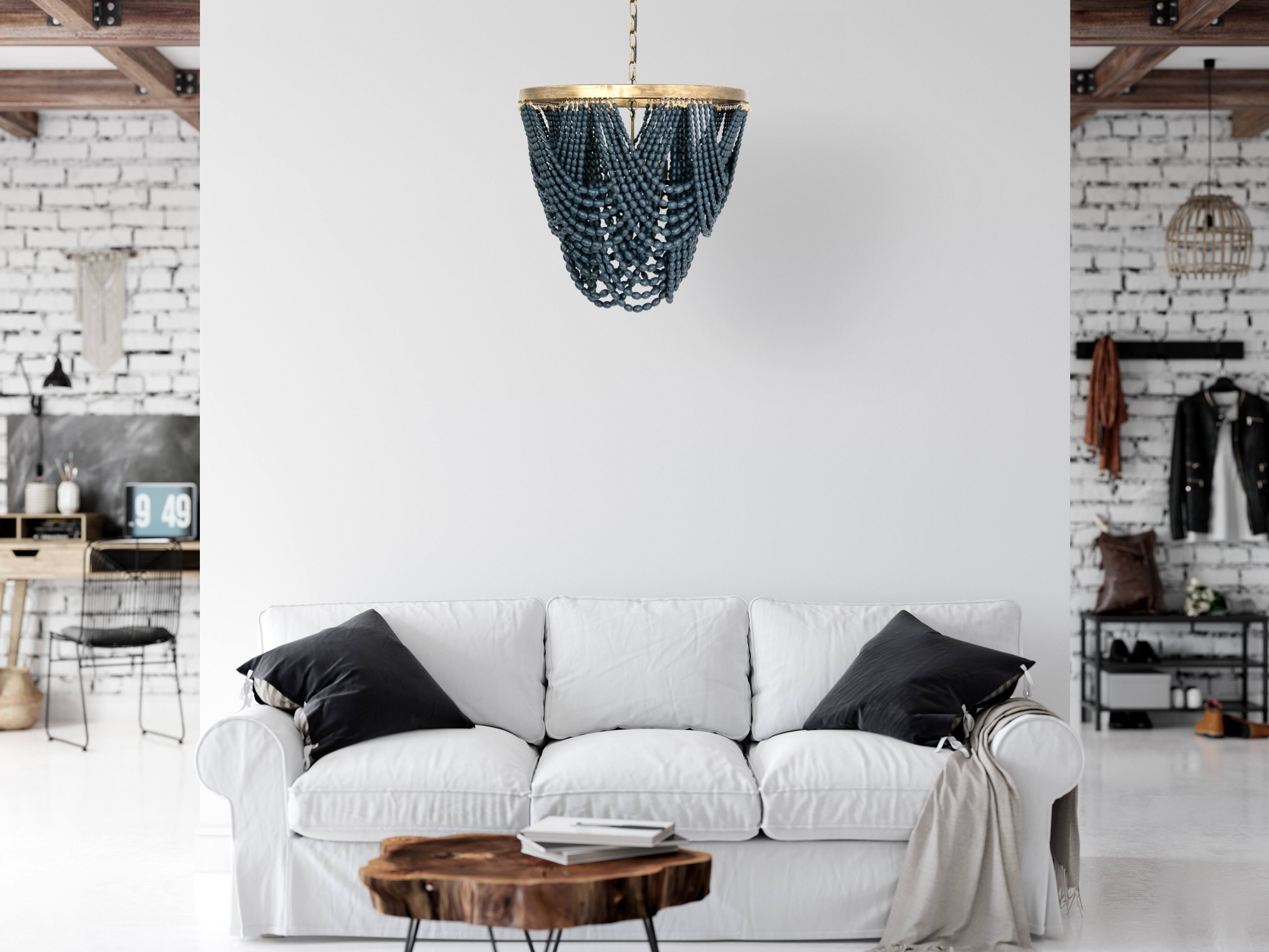 Hello Honey&#xAE; 26&#x22; 2-Tier Draped Wood Bead Chandelier