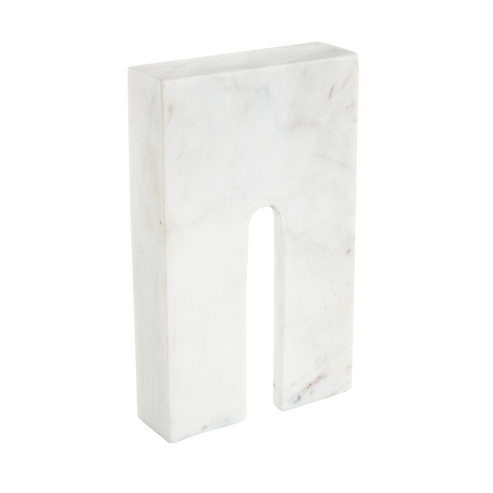 11" White Grooved Marble Rectangular Arch Sculpture