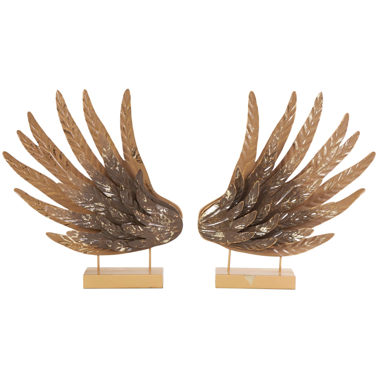 18&#x22; Gold Bird Wing Tabletop Sculpture Set