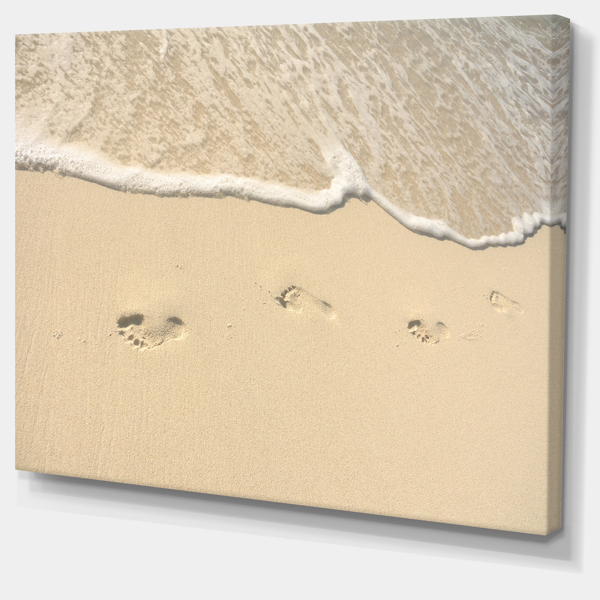 Designart - Footprints in Sand on the Beach - Modern Seascape Canvas Artwork