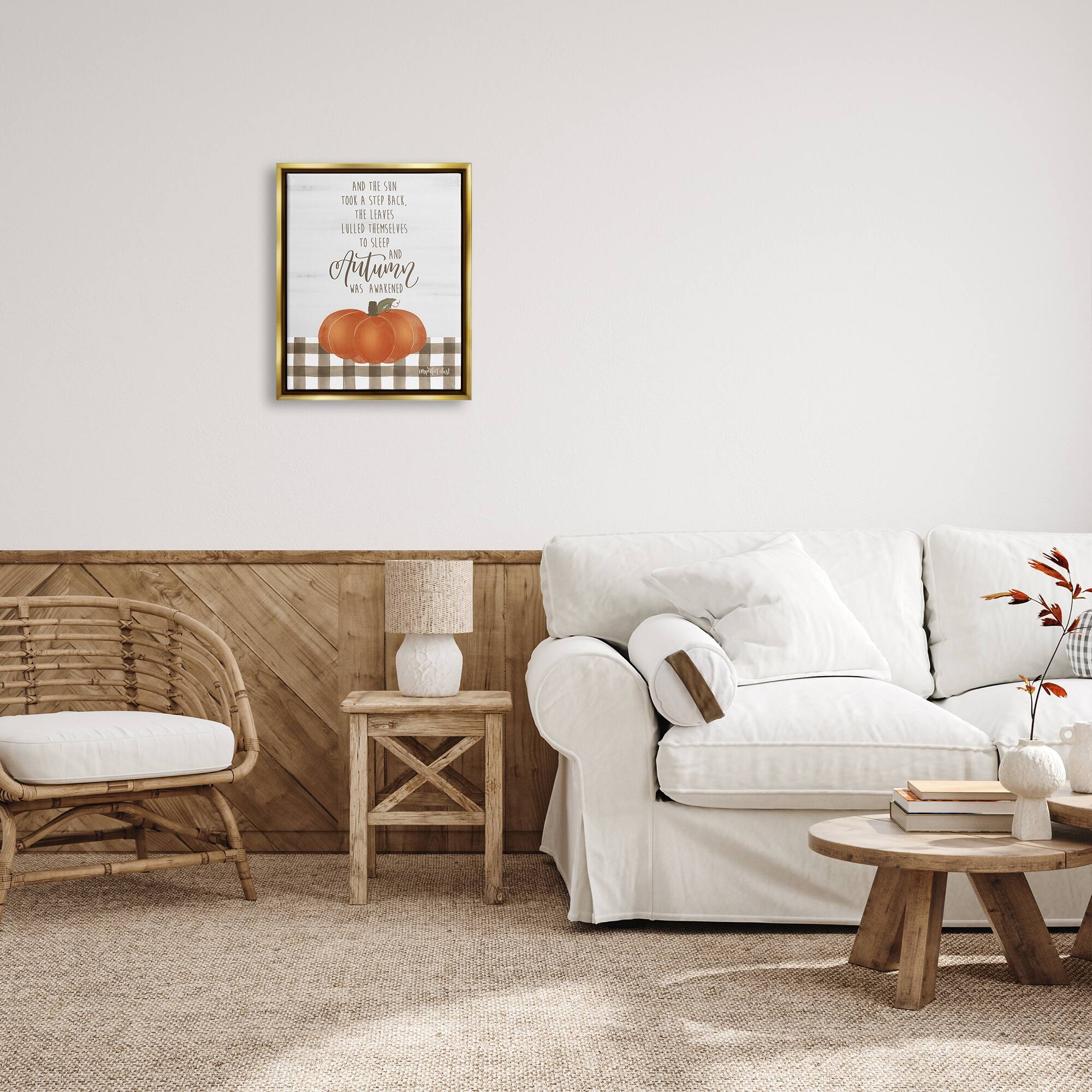 Stupell Industries Autumn Seasonal Phrase Framed Floater Canvas Wall Art