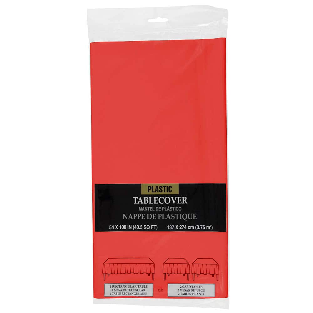 JAM Paper Red Rectangular Plastic Table Cover, 54" x 108"