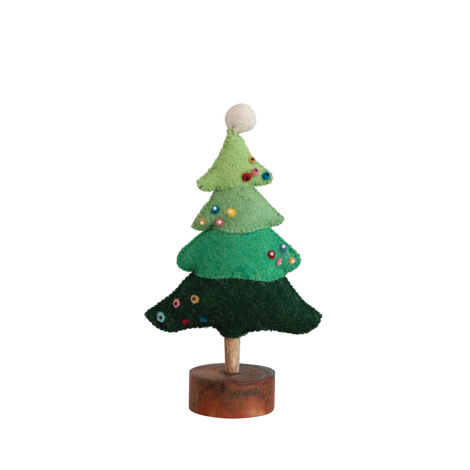 Hello Honey&#xAE; 10&#x22; Green Wool Felt Tree with Beads