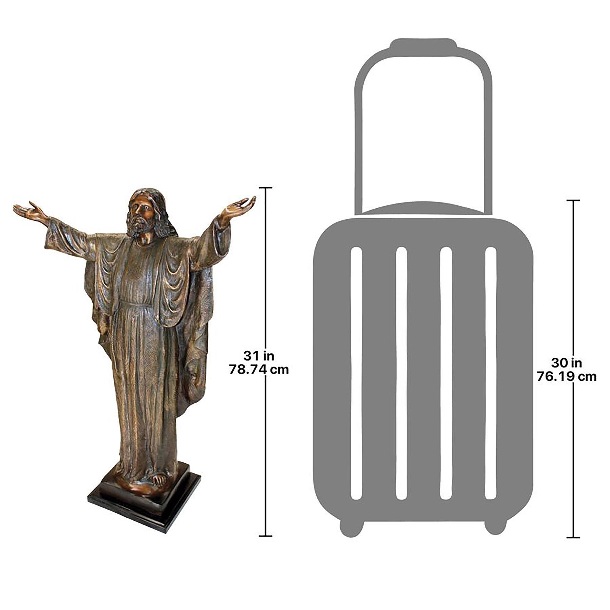 Design Toscano 31&#x22; Jesus Christ with His Arms Raised Cast Bronze Garden Statue